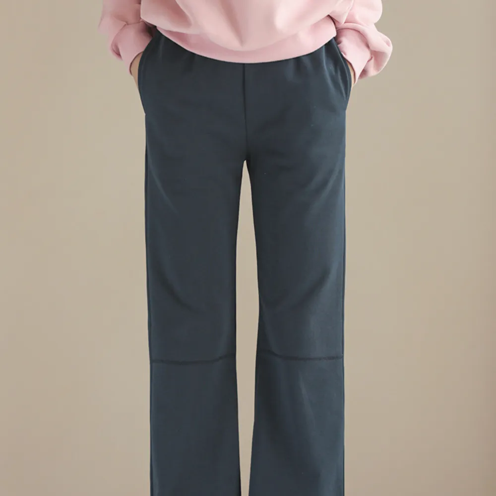 荷叶边卫衣/ 微喇叭阔腿裤 Ruffle Trim Sweatshirt/ Flared Wide-Leg Pants
