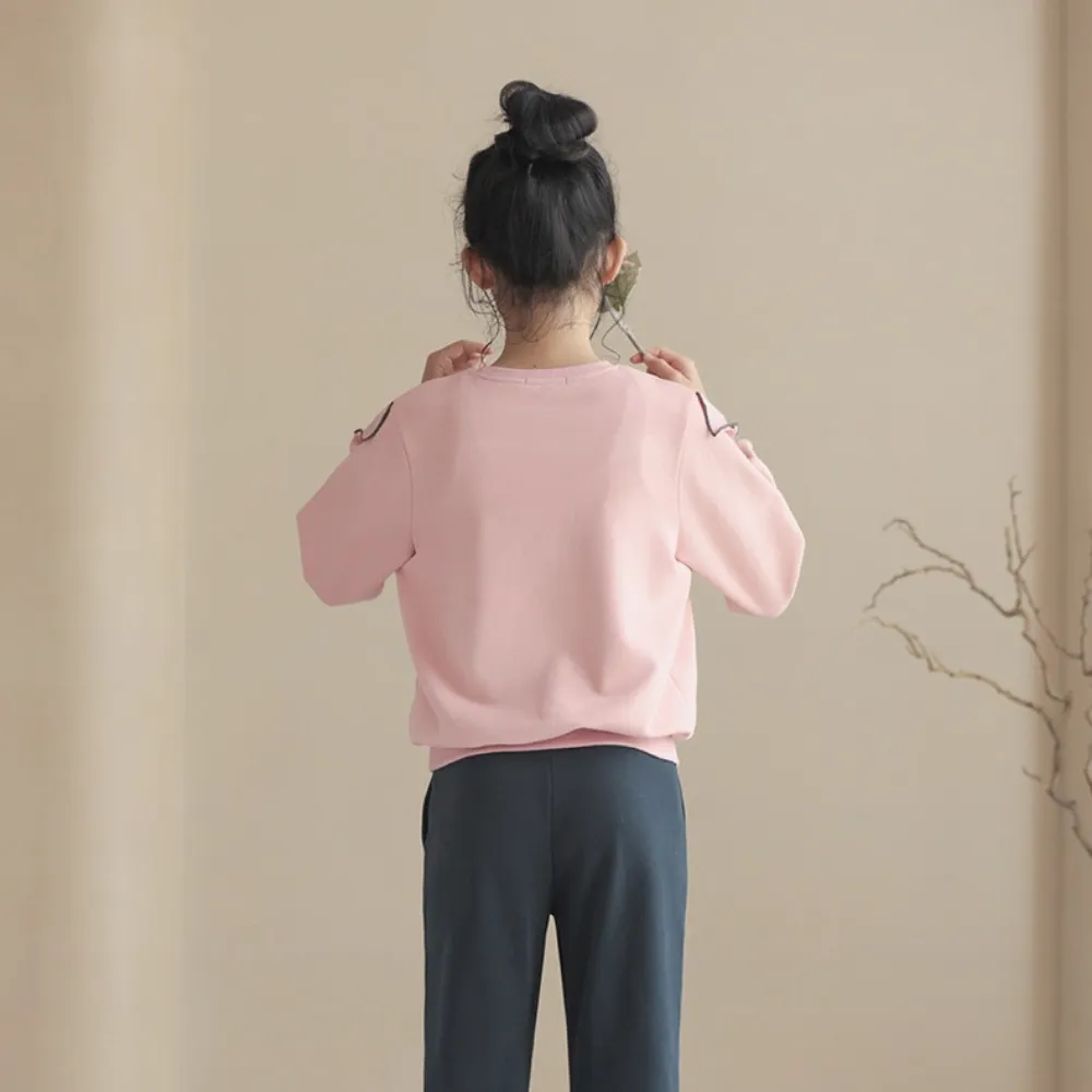 荷叶边卫衣/ 微喇叭阔腿裤 Ruffle Trim Sweatshirt/ Flared Wide-Leg Pants