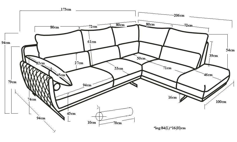 6311 Sectional in Top Grain Leather (either Left or Right Facing)