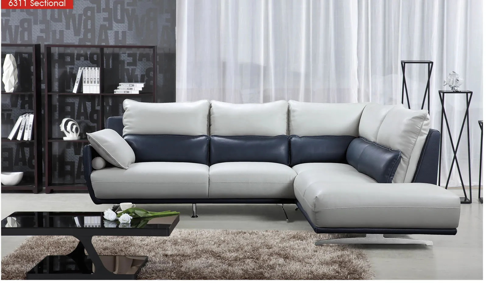 6311 Sectional in Top Grain Leather (either Left or Right Facing)