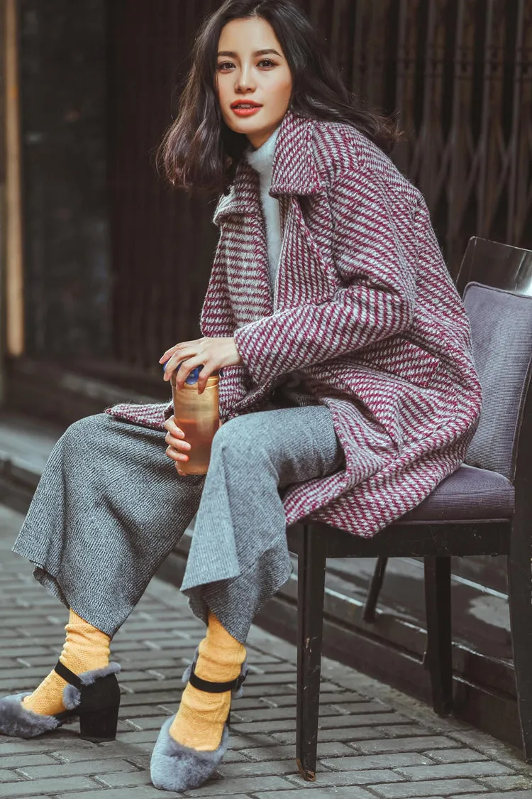 8GIRLS SINGLE BUTTON WOOL COAT WITH WIDE LAPELS