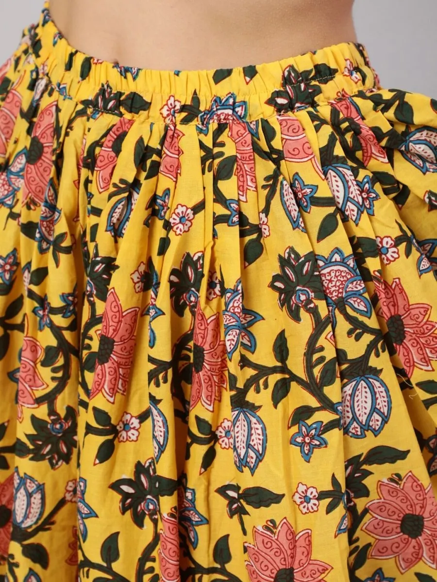 Aks Floral Printed Pure Cotton Kurti With Dhoti Pants