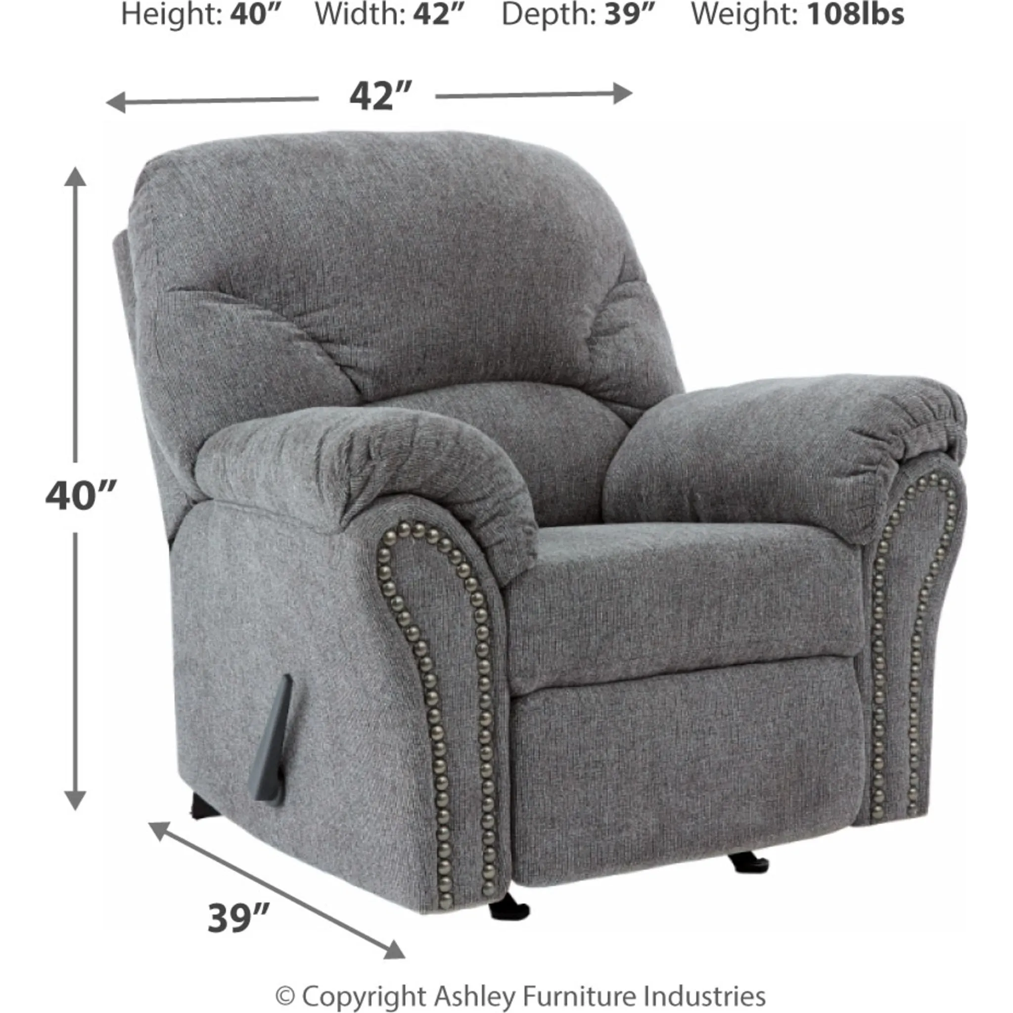 Allmaxx Rocker Recliner - Pewter