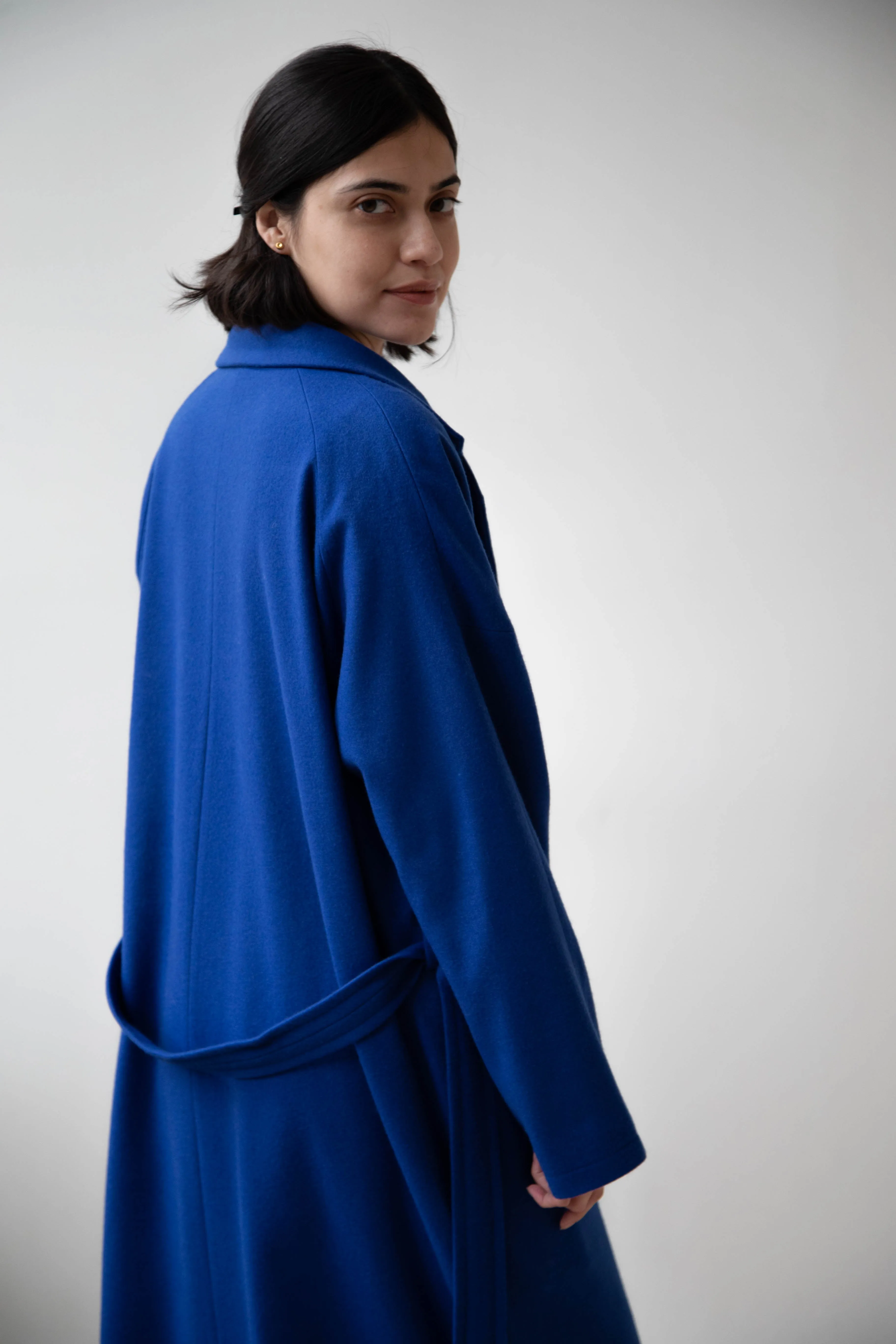 Arts & Science | Drawstring Robe Coat in Blue