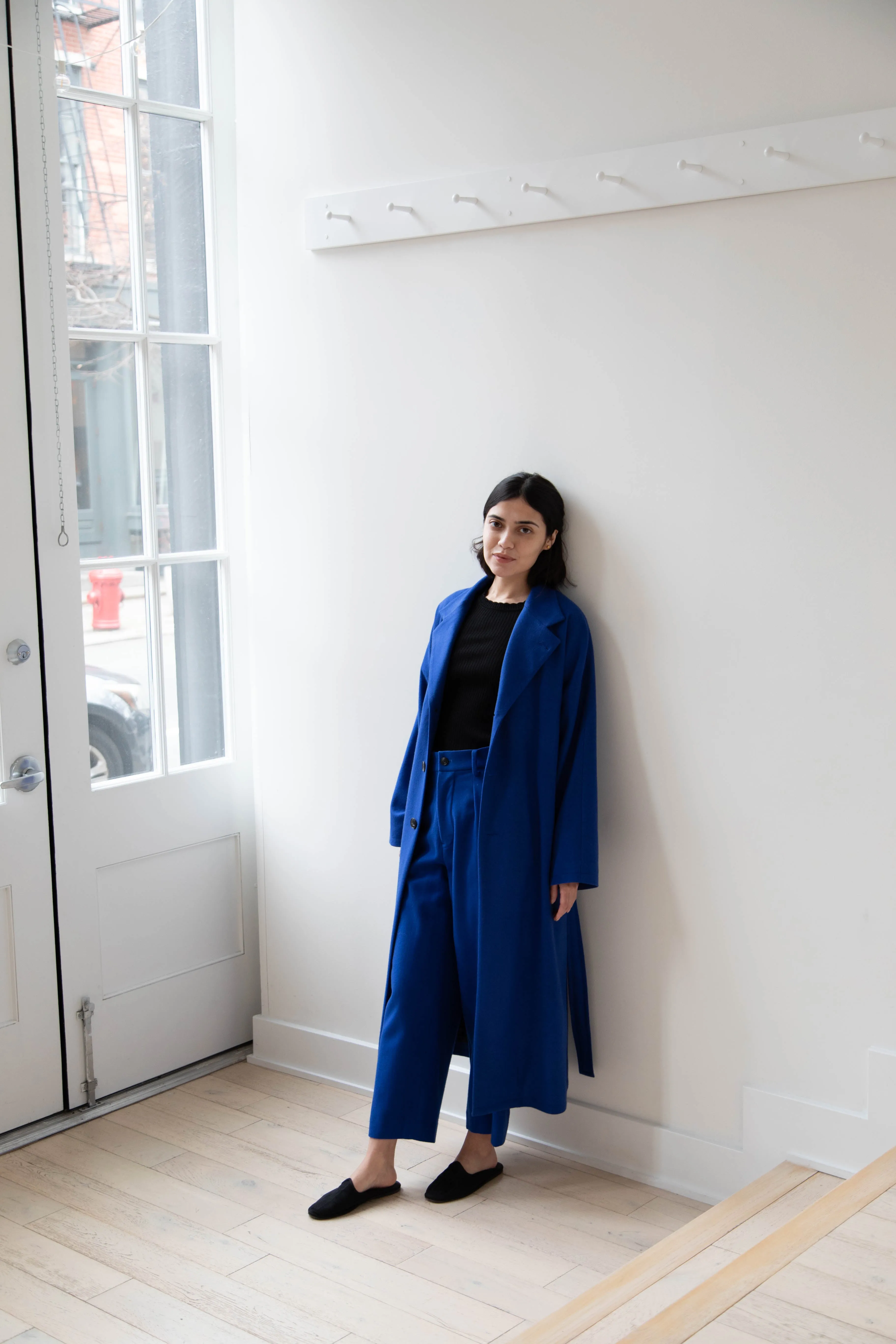 Arts & Science | Drawstring Robe Coat in Blue