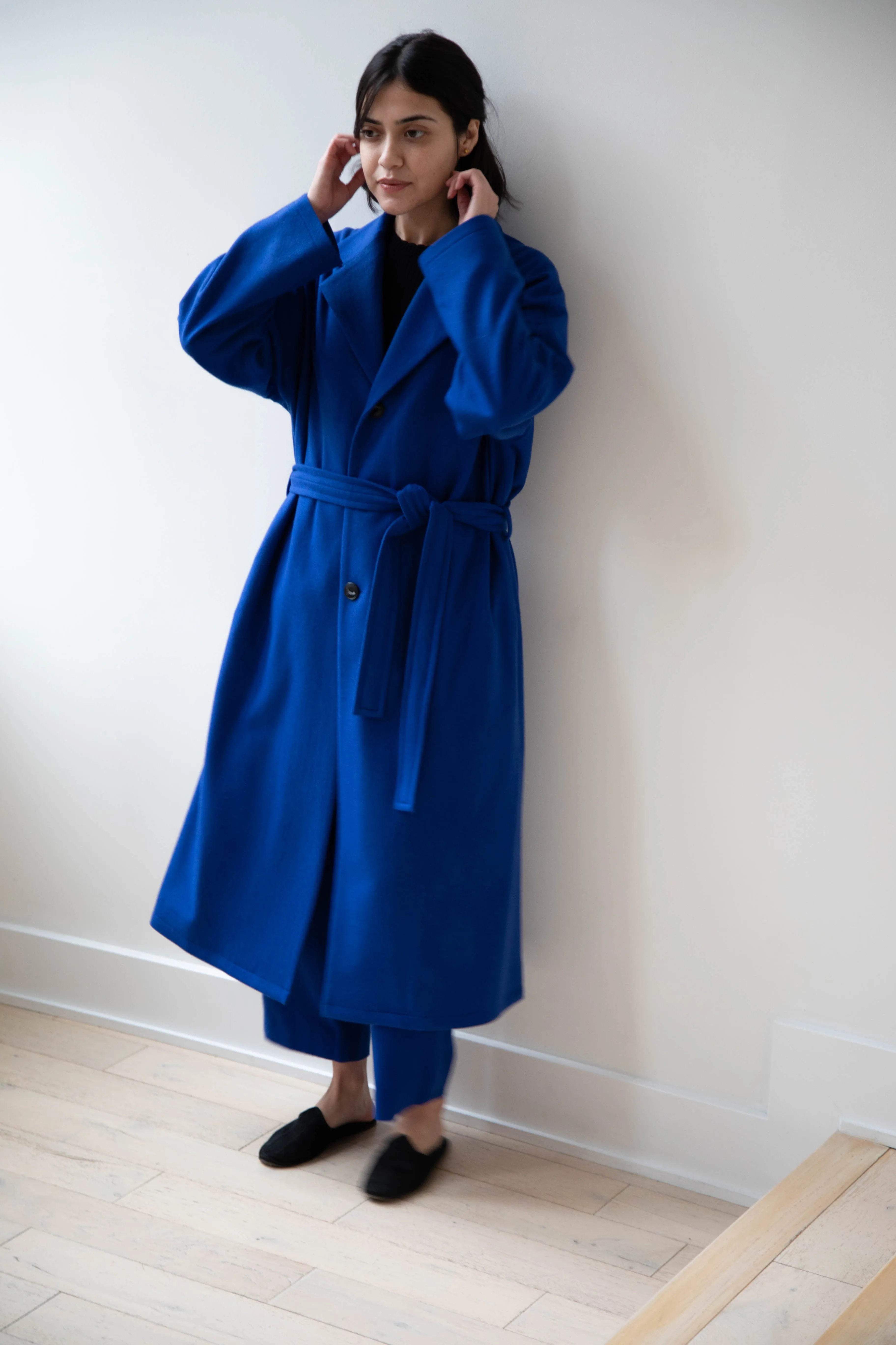 Arts & Science | Drawstring Robe Coat in Blue