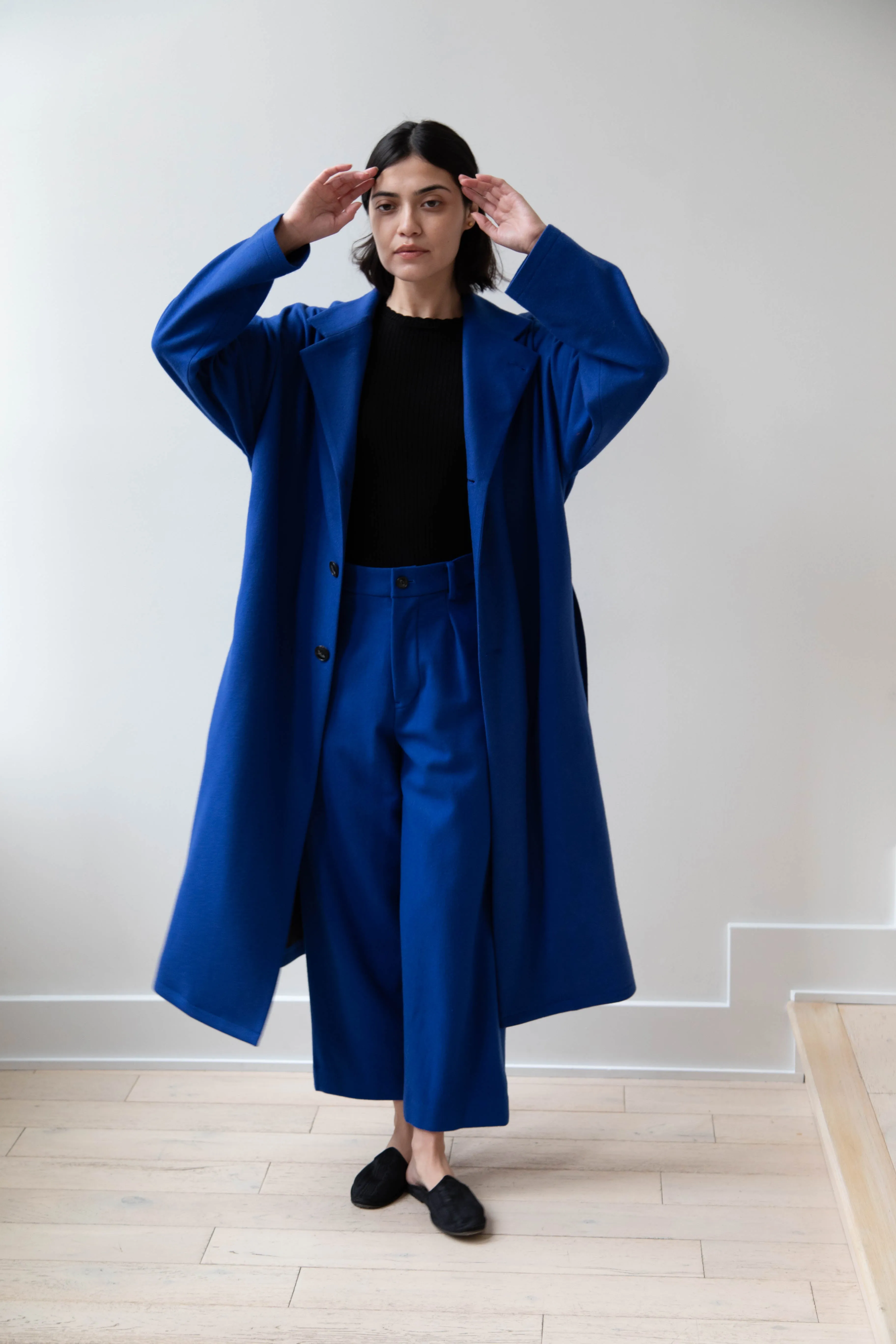 Arts & Science | Drawstring Robe Coat in Blue