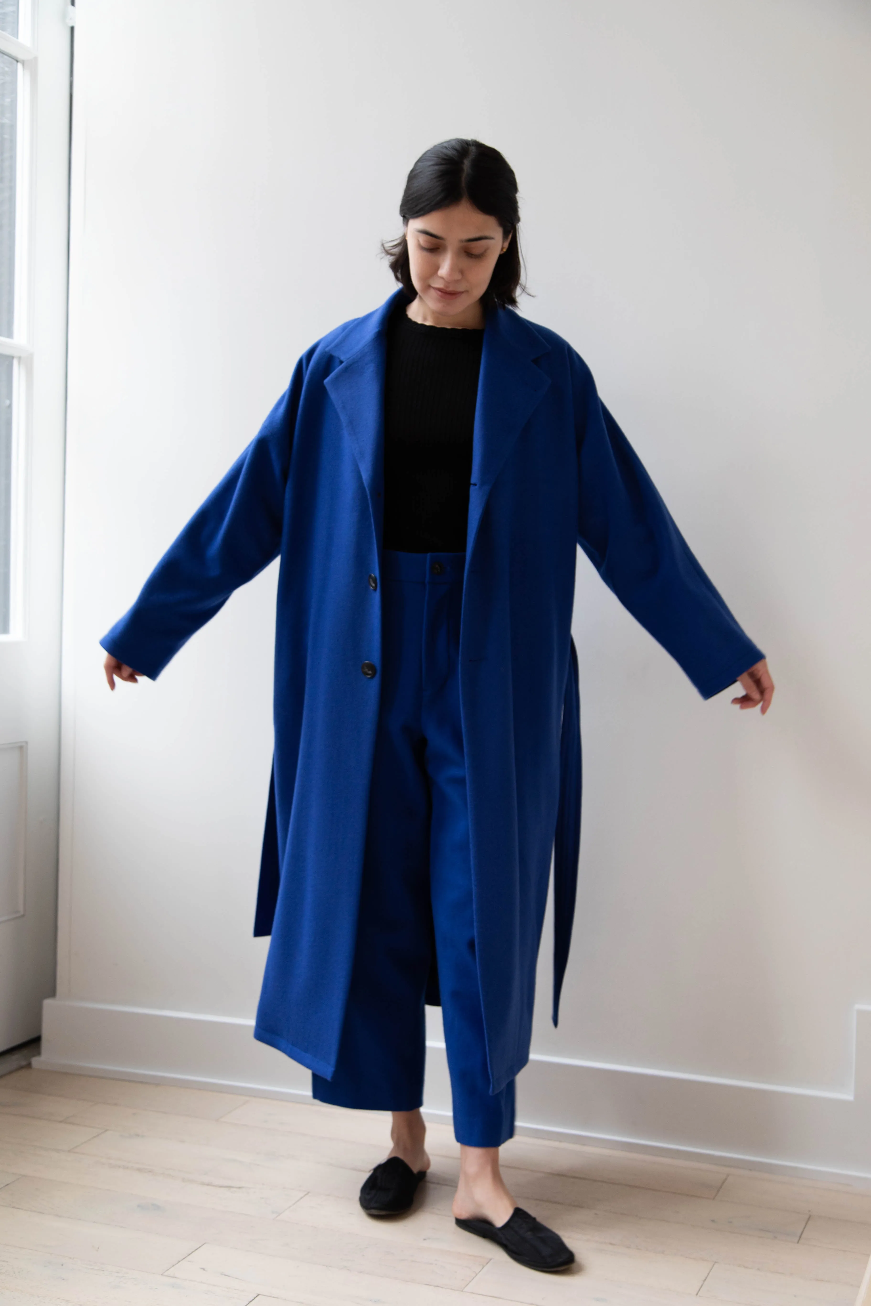 Arts & Science | Drawstring Robe Coat in Blue