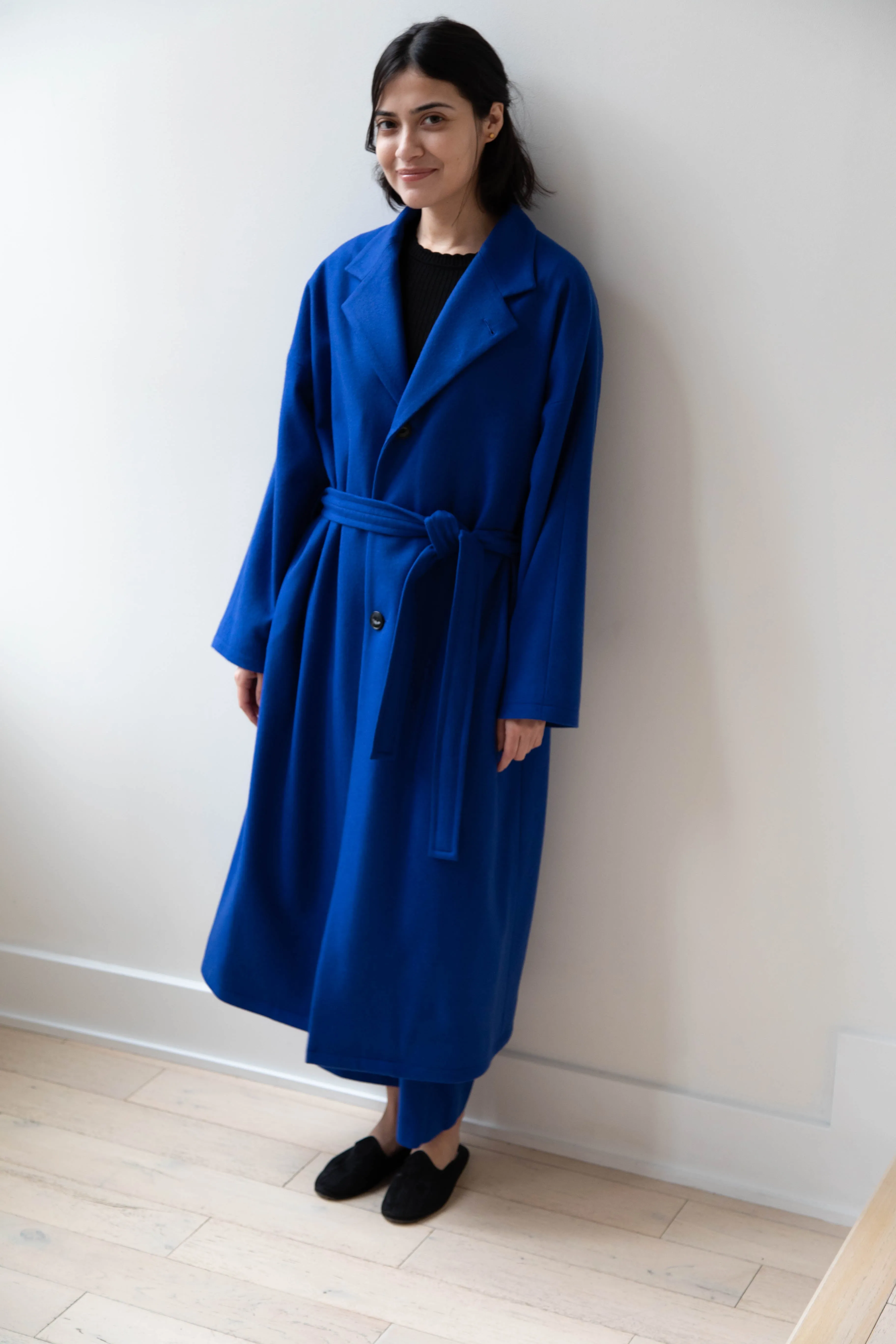 Arts & Science | Drawstring Robe Coat in Blue