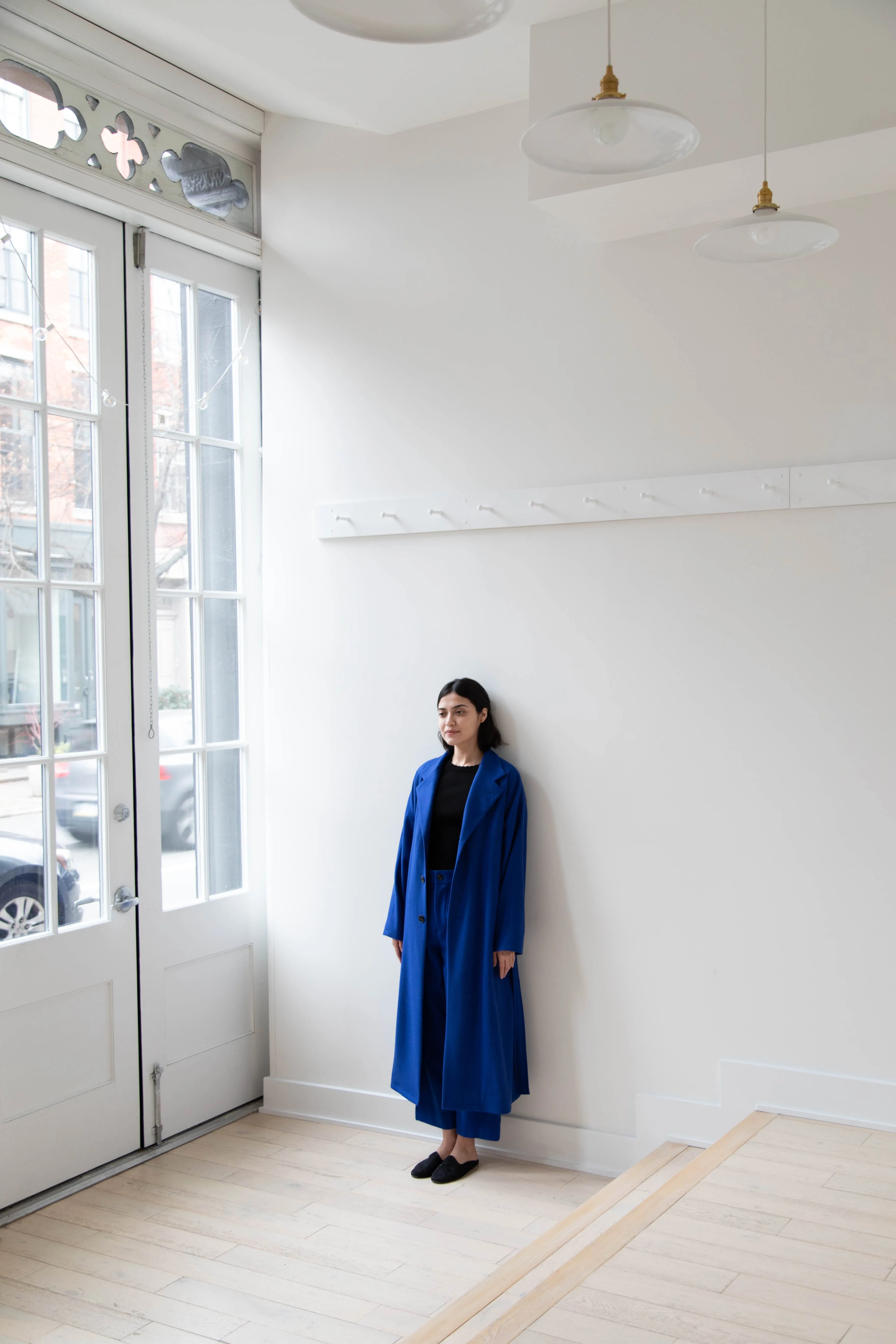 Arts & Science | Drawstring Robe Coat in Blue