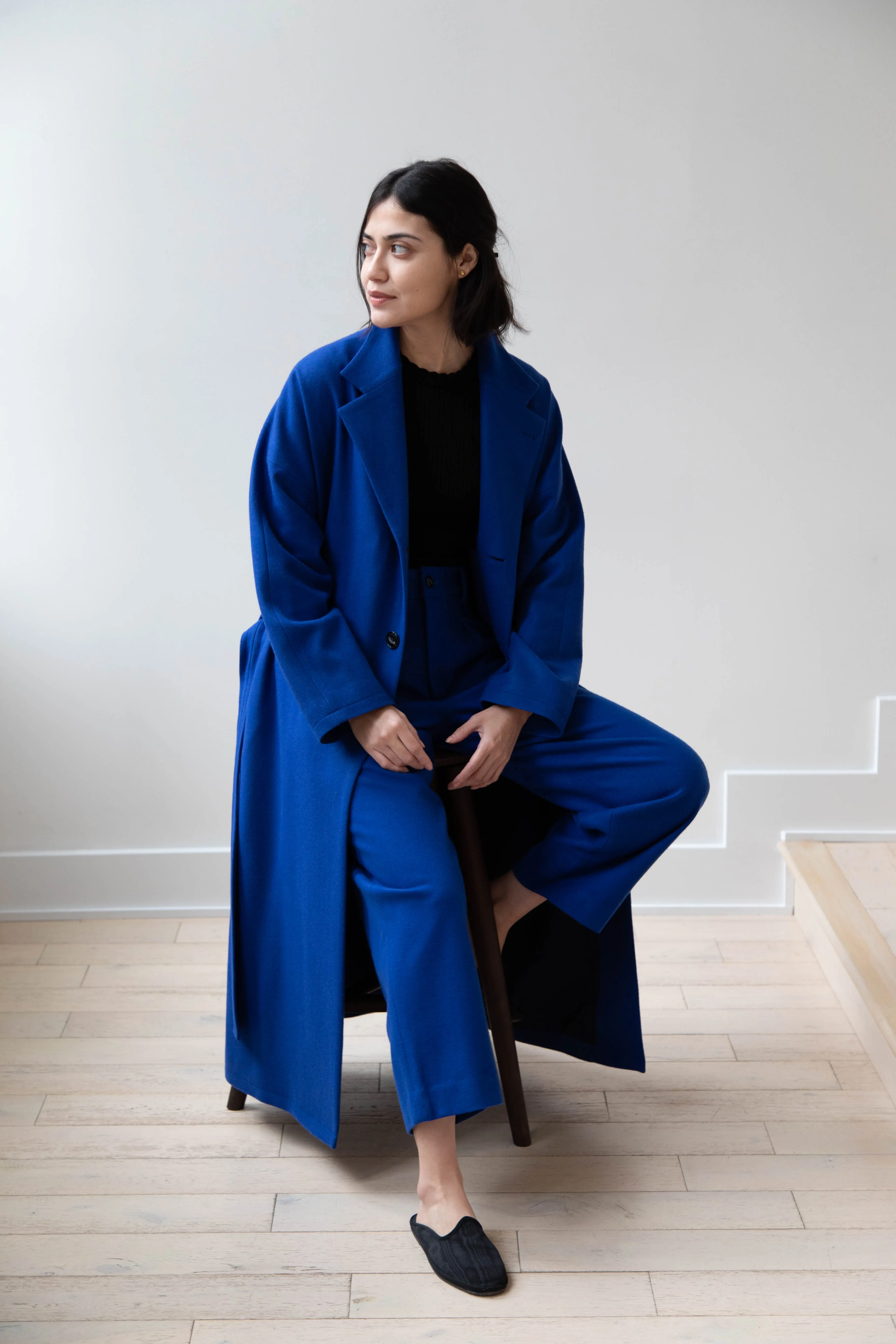 Arts & Science | Drawstring Robe Coat in Blue