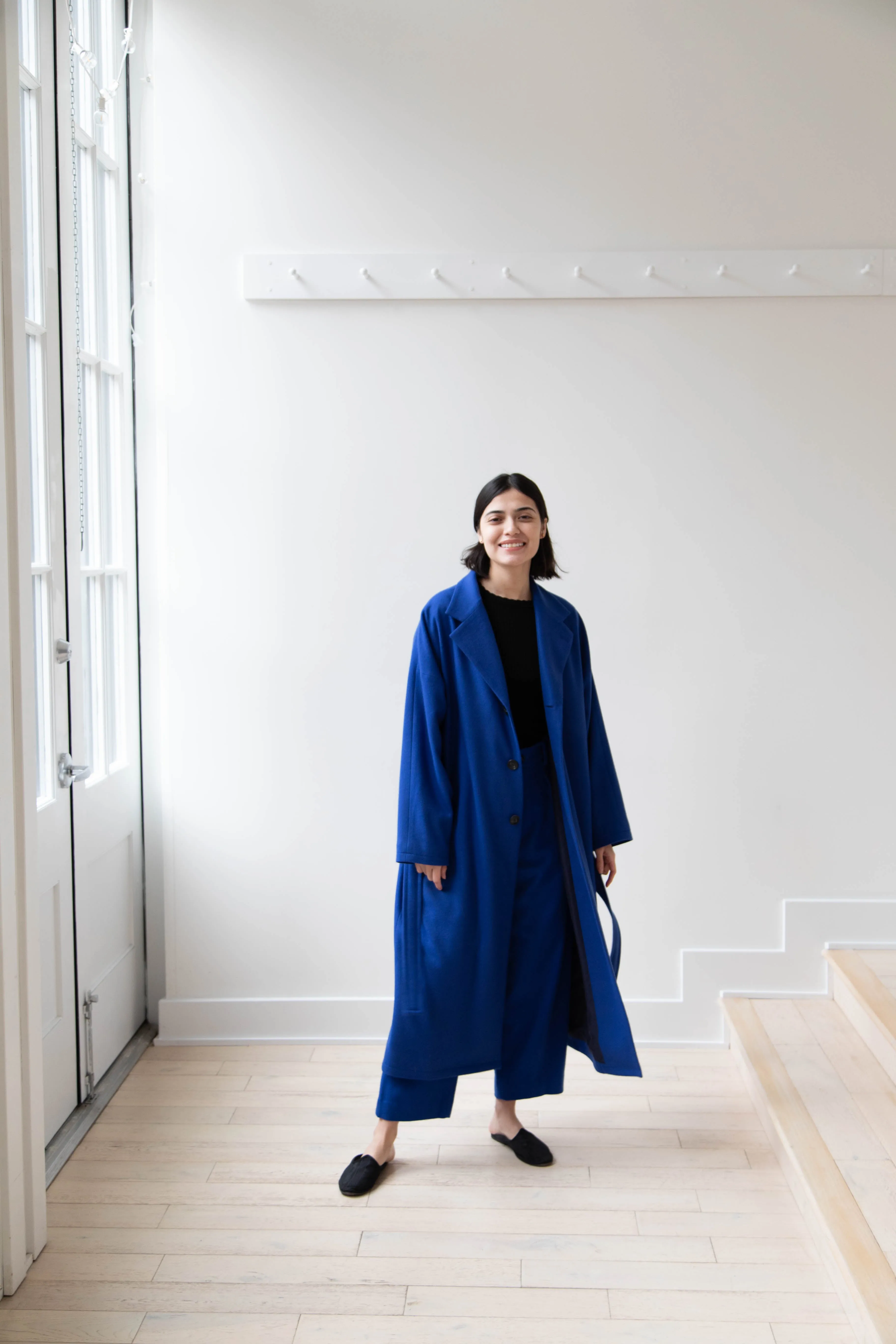 Arts & Science | Drawstring Robe Coat in Blue