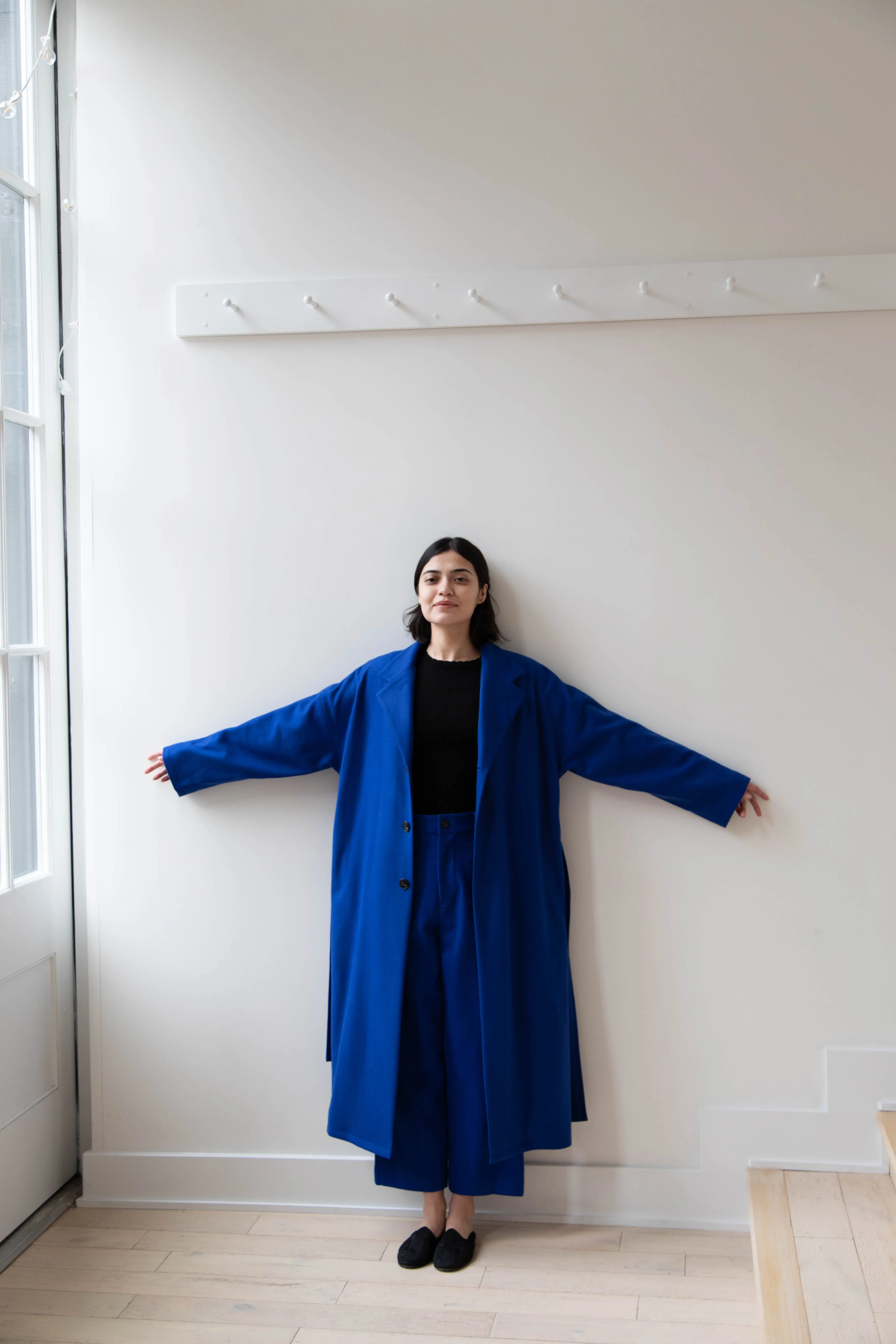 Arts & Science | Drawstring Robe Coat in Blue