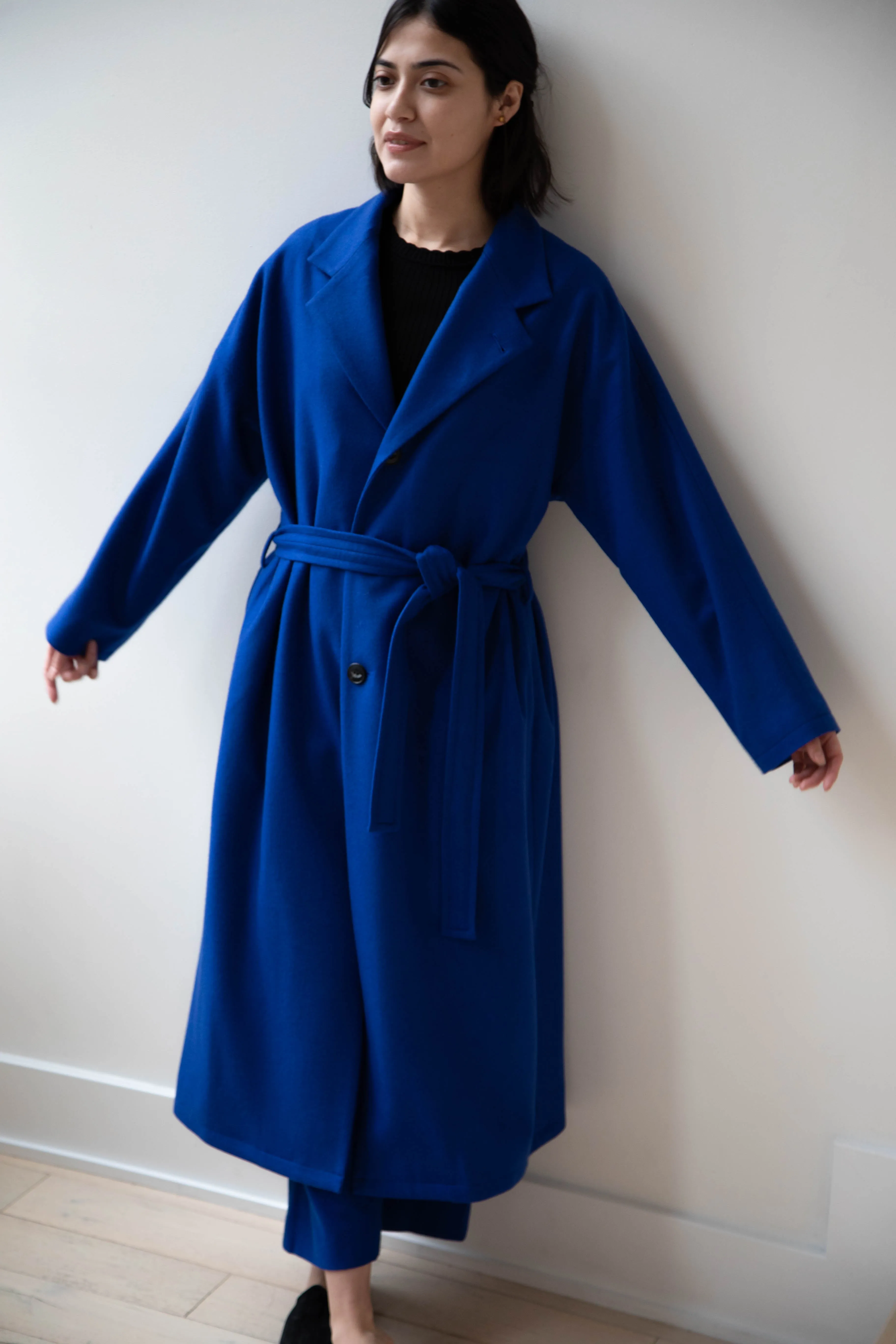 Arts & Science | Drawstring Robe Coat in Blue