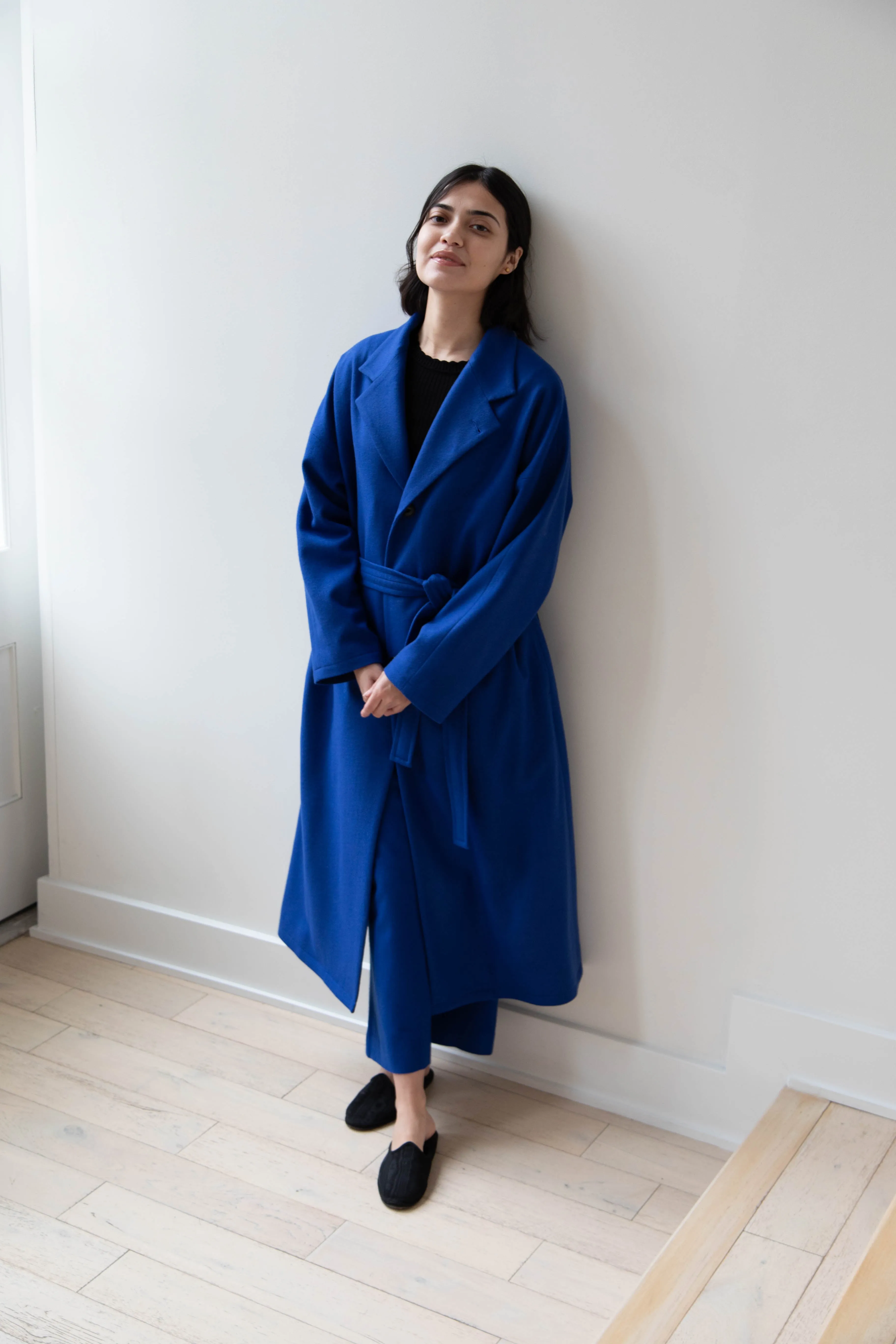 Arts & Science | Drawstring Robe Coat in Blue