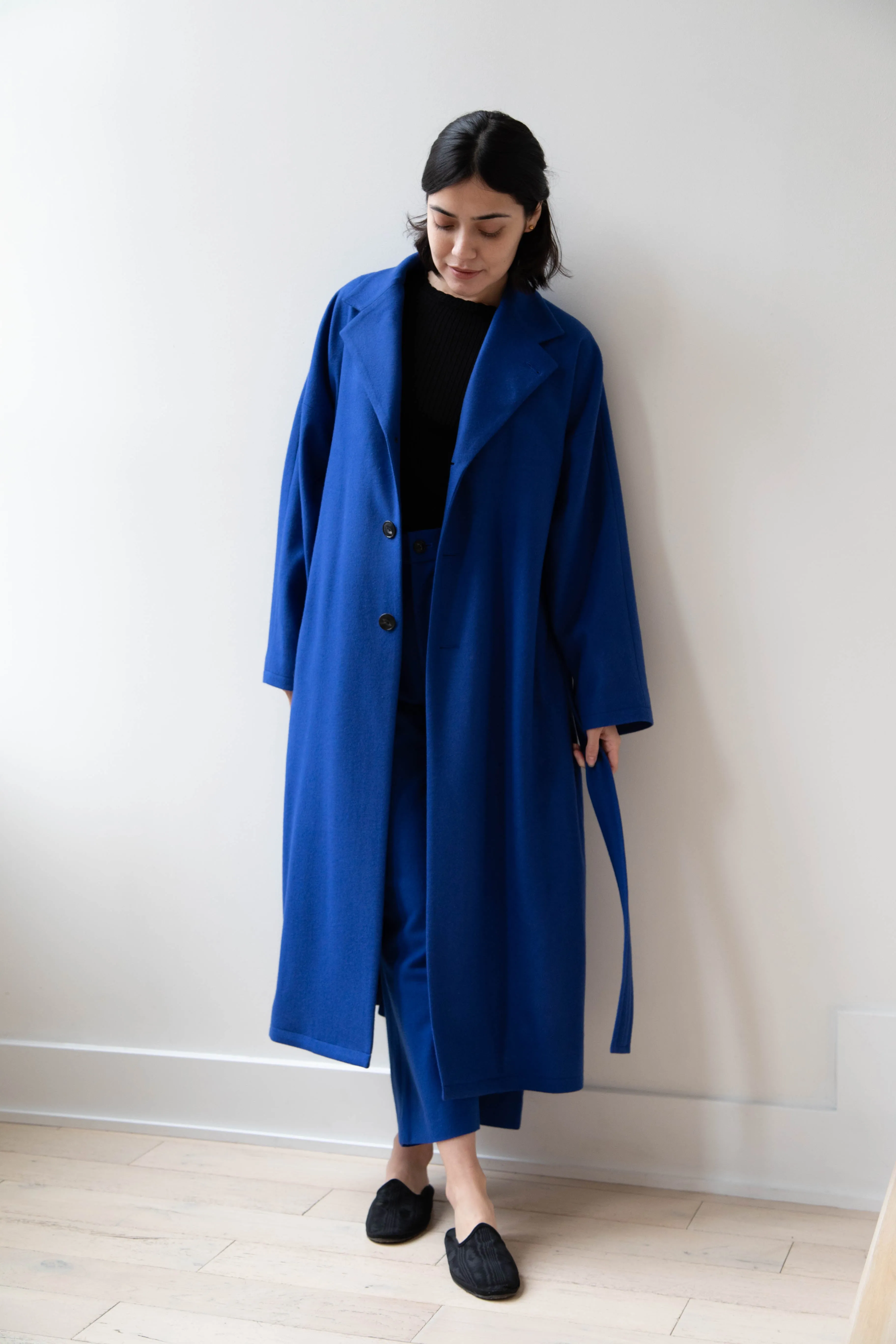Arts & Science | Drawstring Robe Coat in Blue