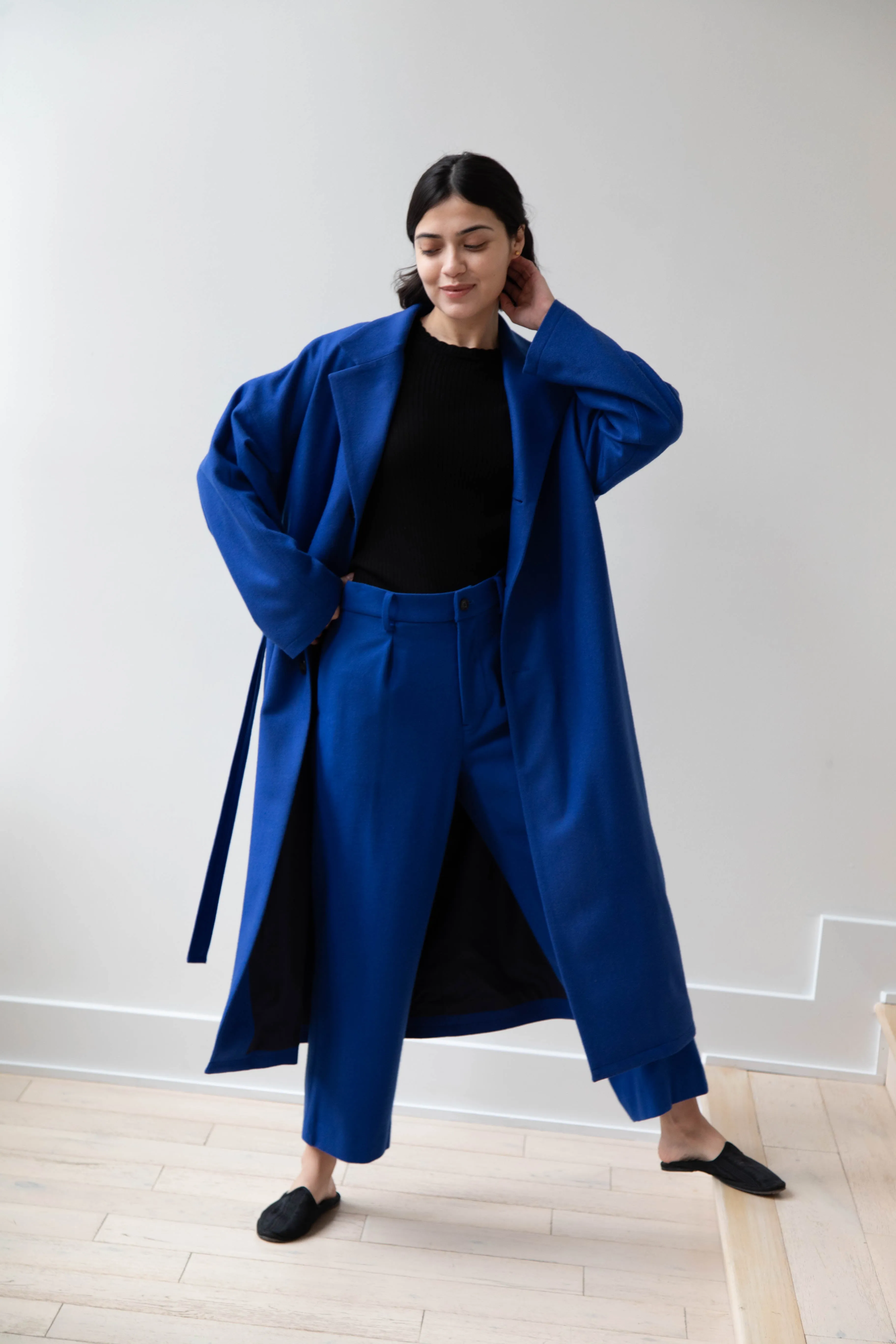 Arts & Science | Drawstring Robe Coat in Blue