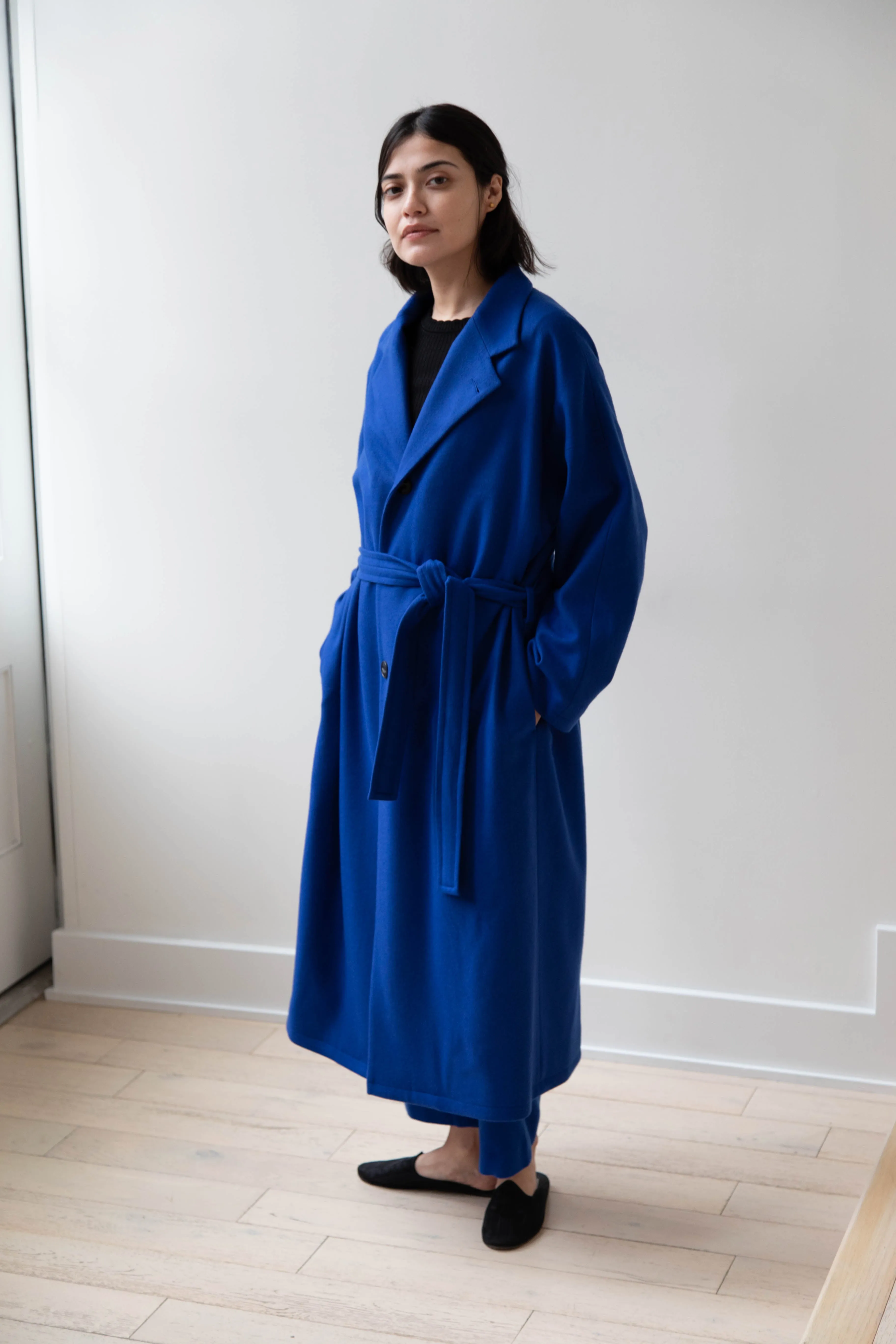 Arts & Science | Drawstring Robe Coat in Blue