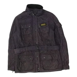 Barbour International Womens Purple Quilted Belted Jacket | High End Designer