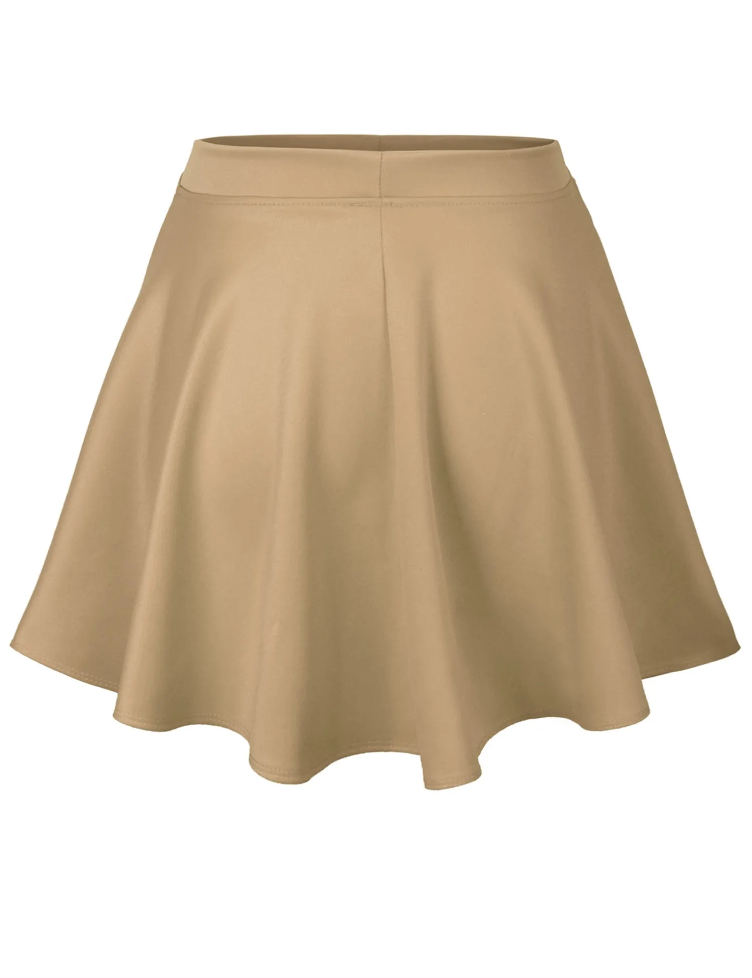 Basic Solid Versatile Stretchy Flared Casual Mini Skater Skirt