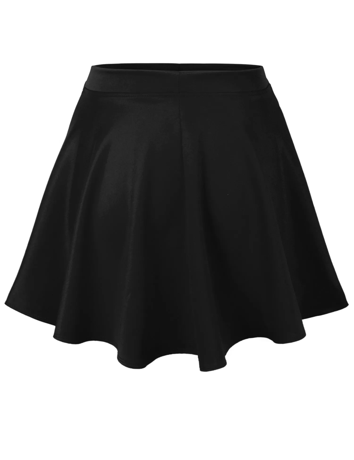 Basic Solid Versatile Stretchy Flared Casual Mini Skater Skirt
