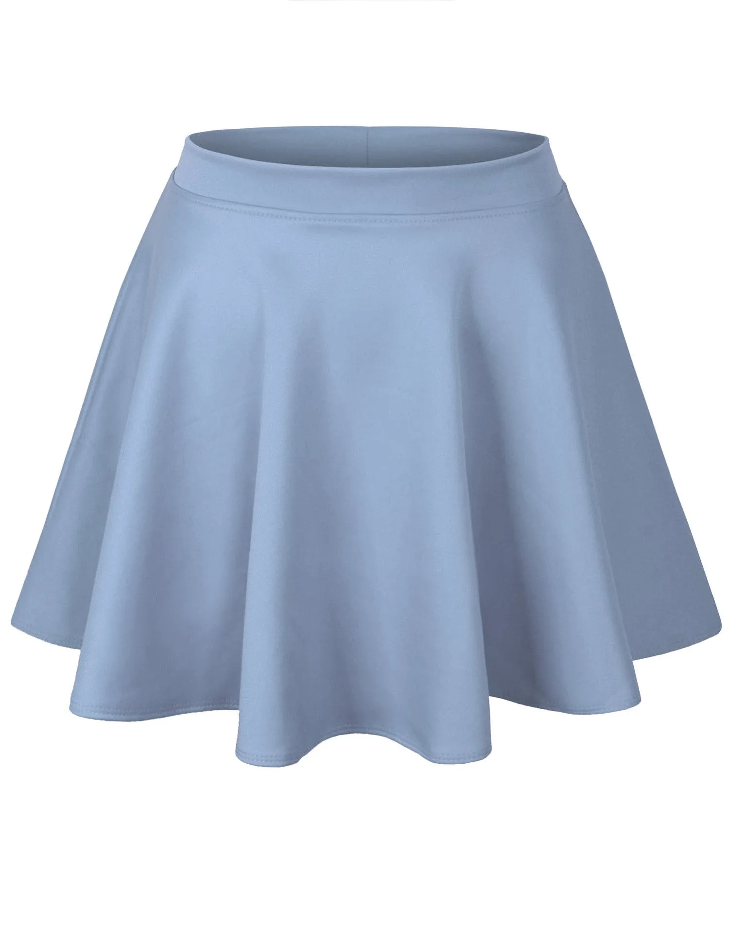 Basic Solid Versatile Stretchy Flared Casual Mini Skater Skirt