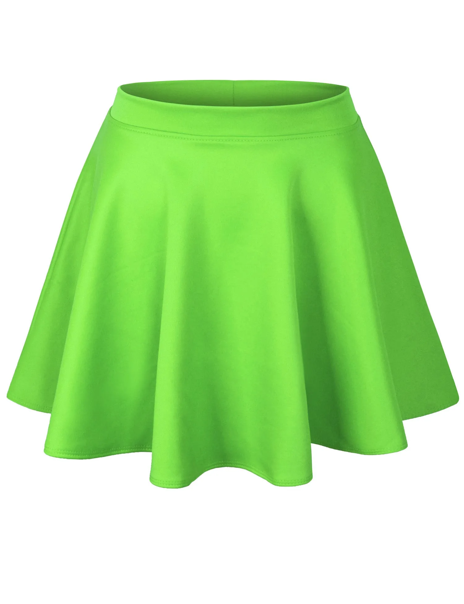 Basic Solid Versatile Stretchy Flared Casual Mini Skater Skirt