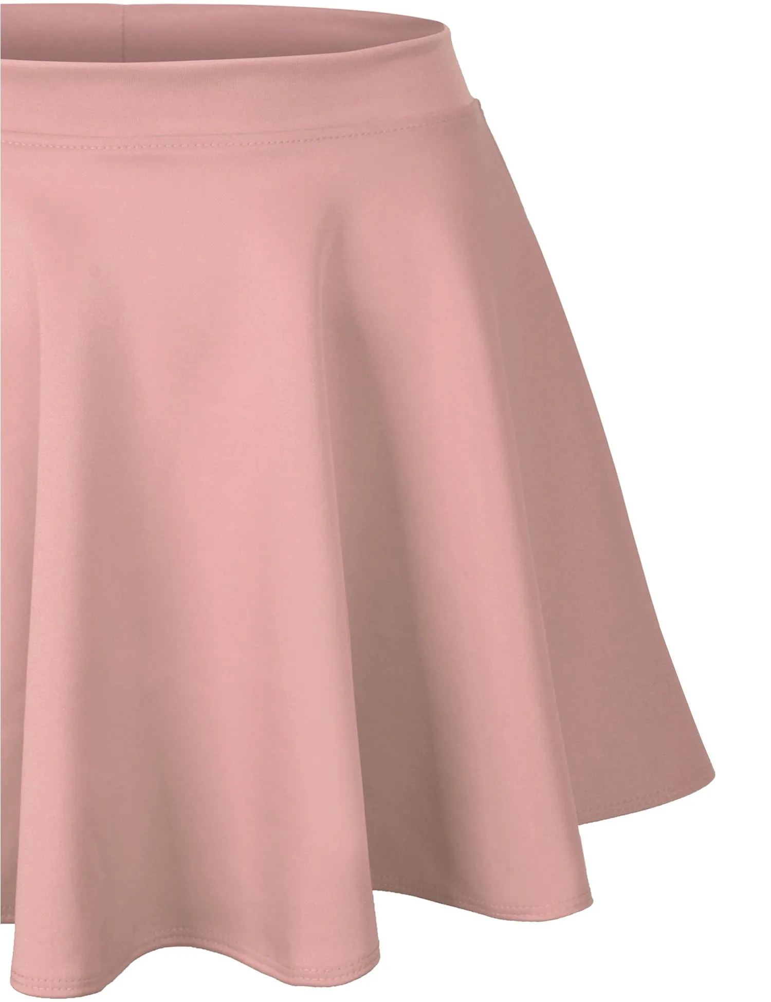 Basic Solid Versatile Stretchy Flared Casual Mini Skater Skirt