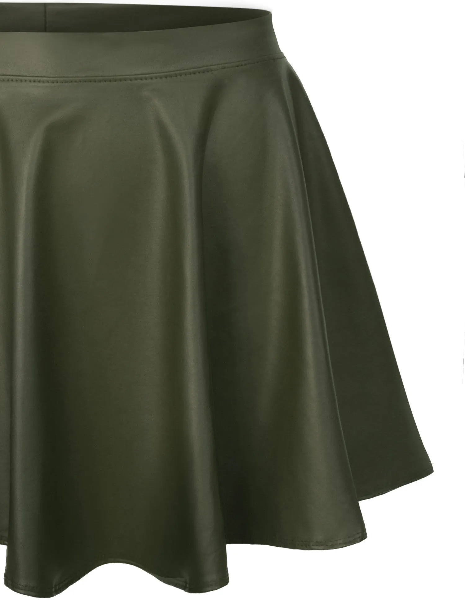 Basic Solid Versatile Stretchy Flared Casual Mini Skater Skirt