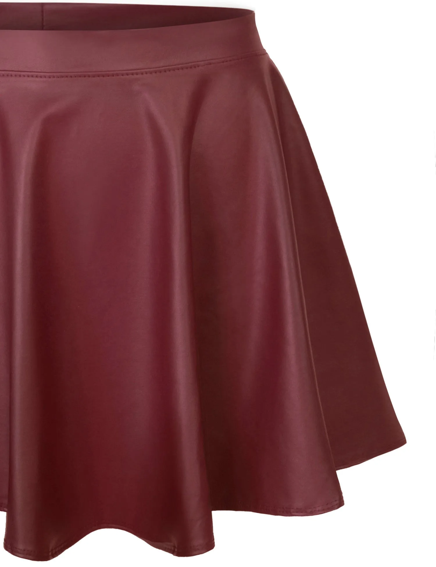 Basic Solid Versatile Stretchy Flared Casual Mini Skater Skirt
