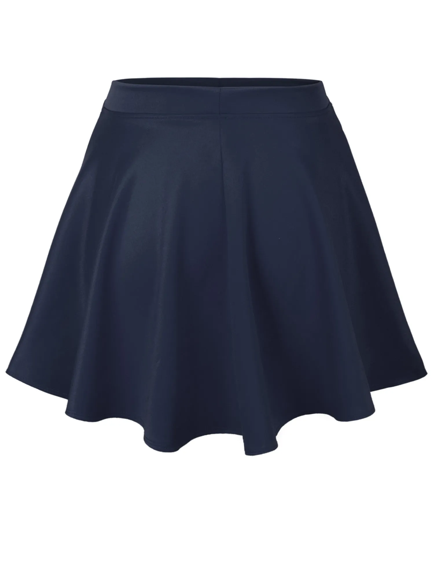 Basic Solid Versatile Stretchy Flared Casual Mini Skater Skirt