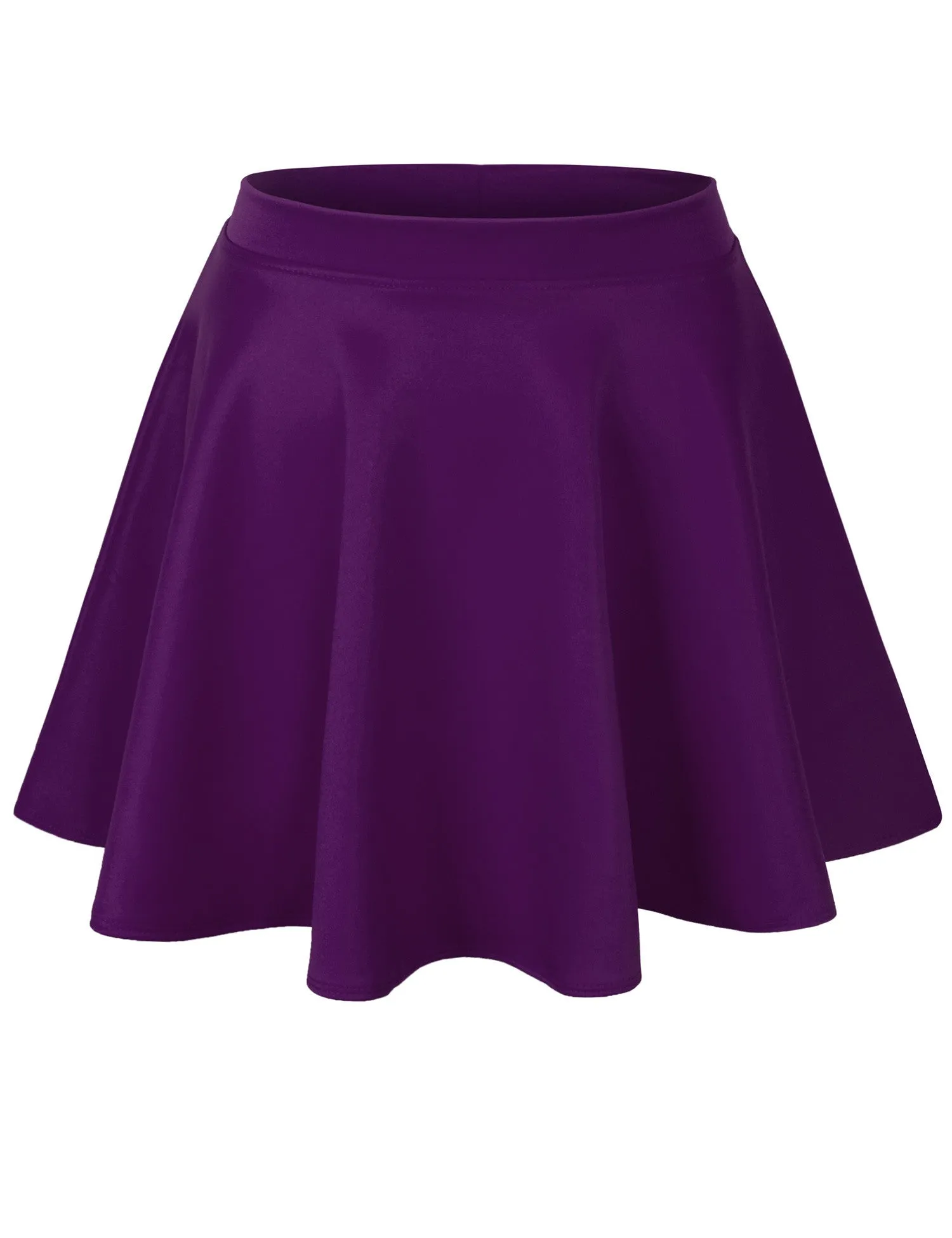 Basic Solid Versatile Stretchy Flared Casual Mini Skater Skirt