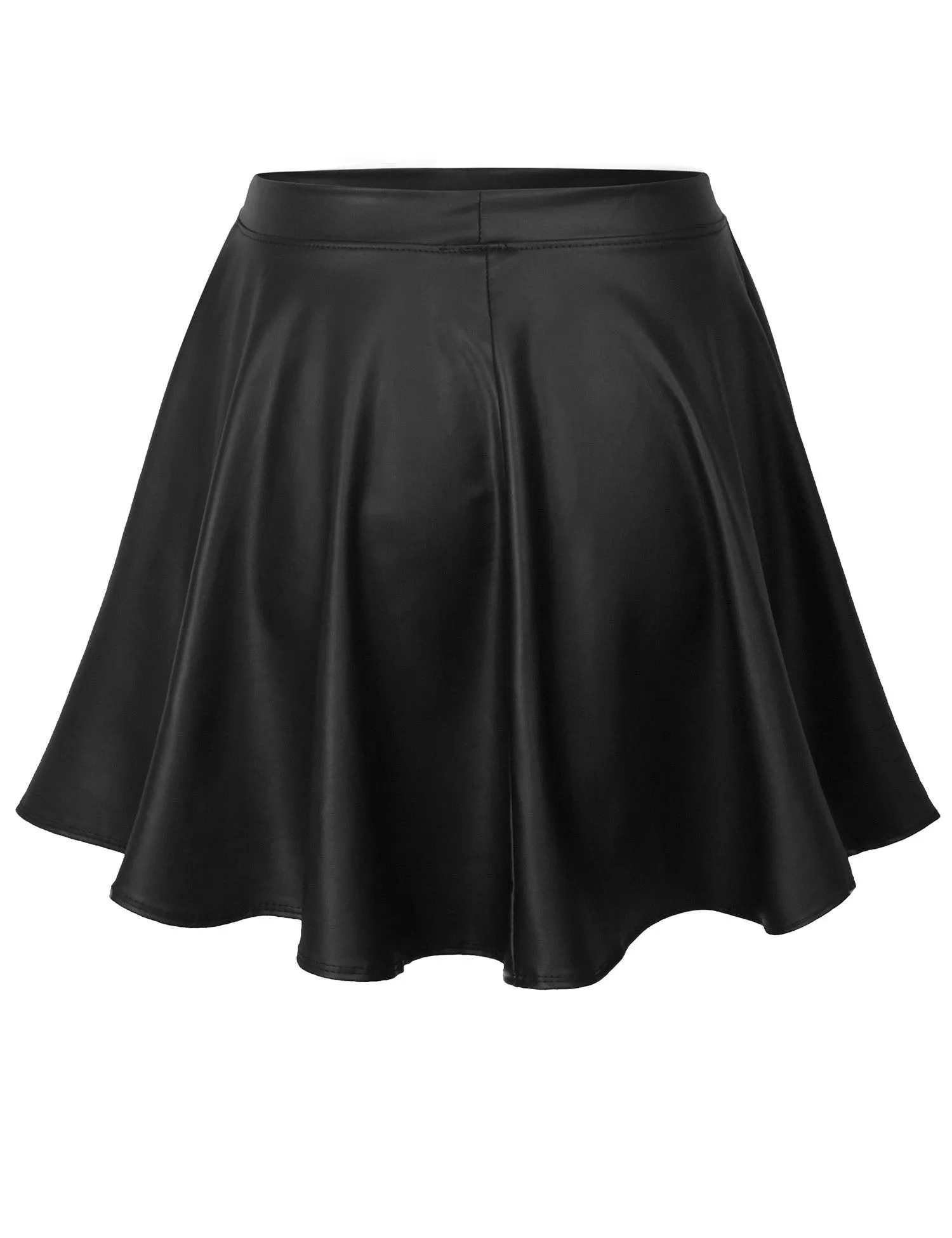 Basic Solid Versatile Stretchy Flared Casual Mini Skater Skirt