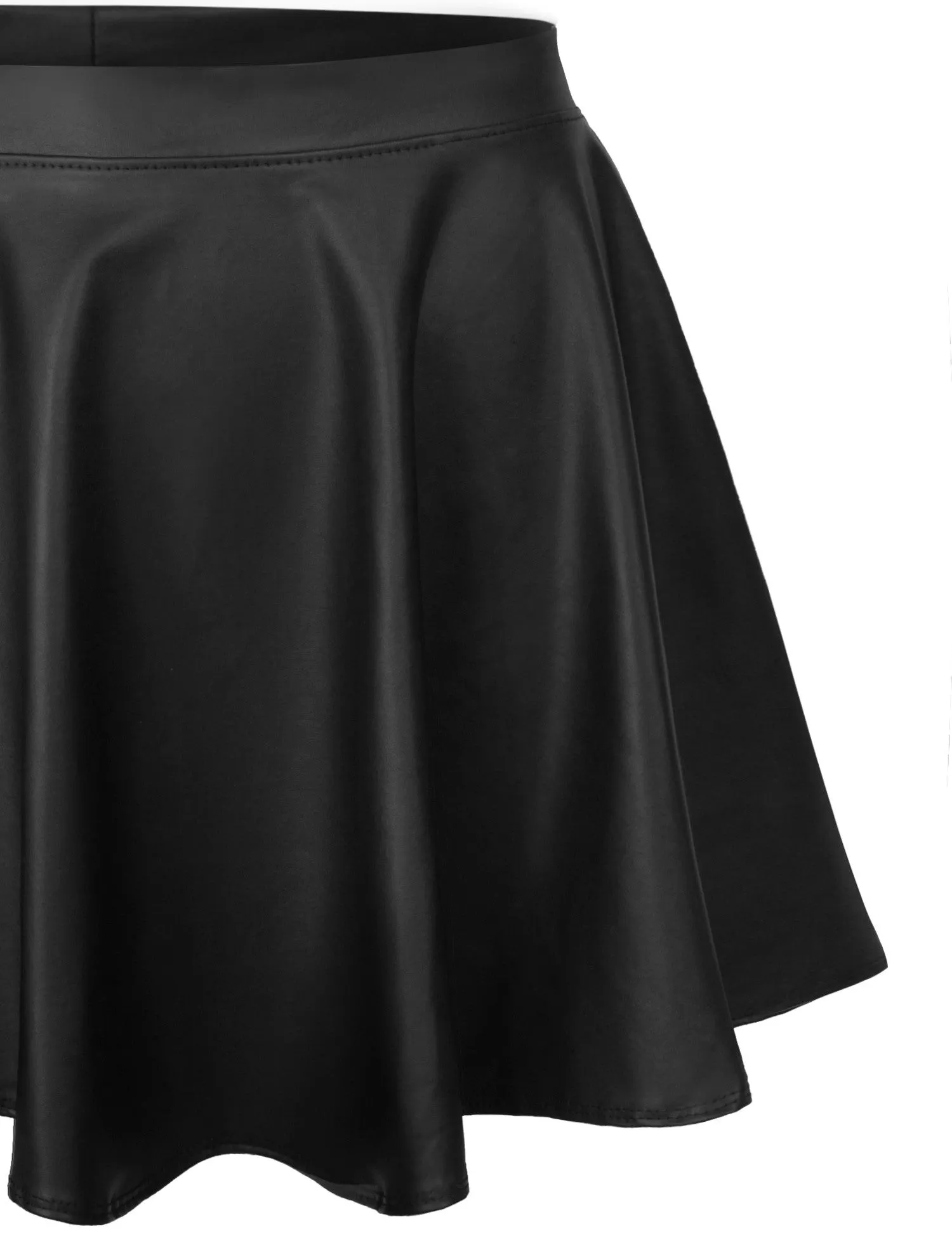 Basic Solid Versatile Stretchy Flared Casual Mini Skater Skirt