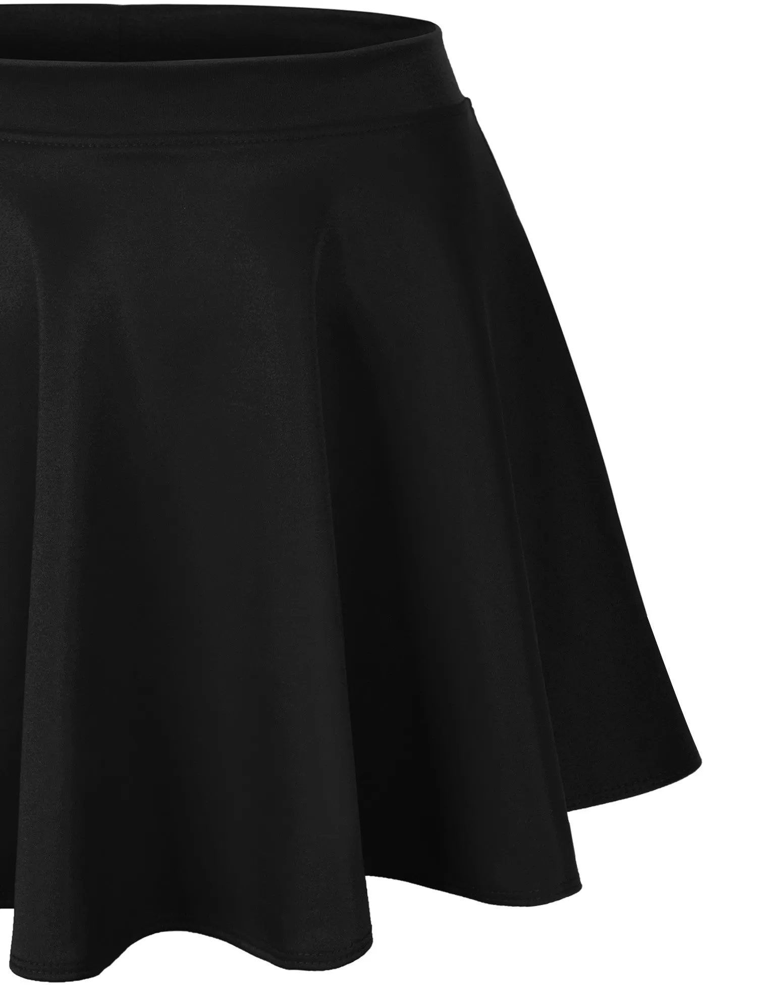 Basic Solid Versatile Stretchy Flared Casual Mini Skater Skirt