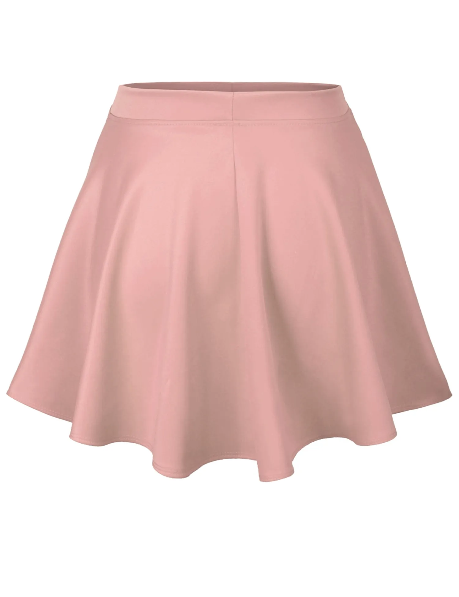 Basic Solid Versatile Stretchy Flared Casual Mini Skater Skirt