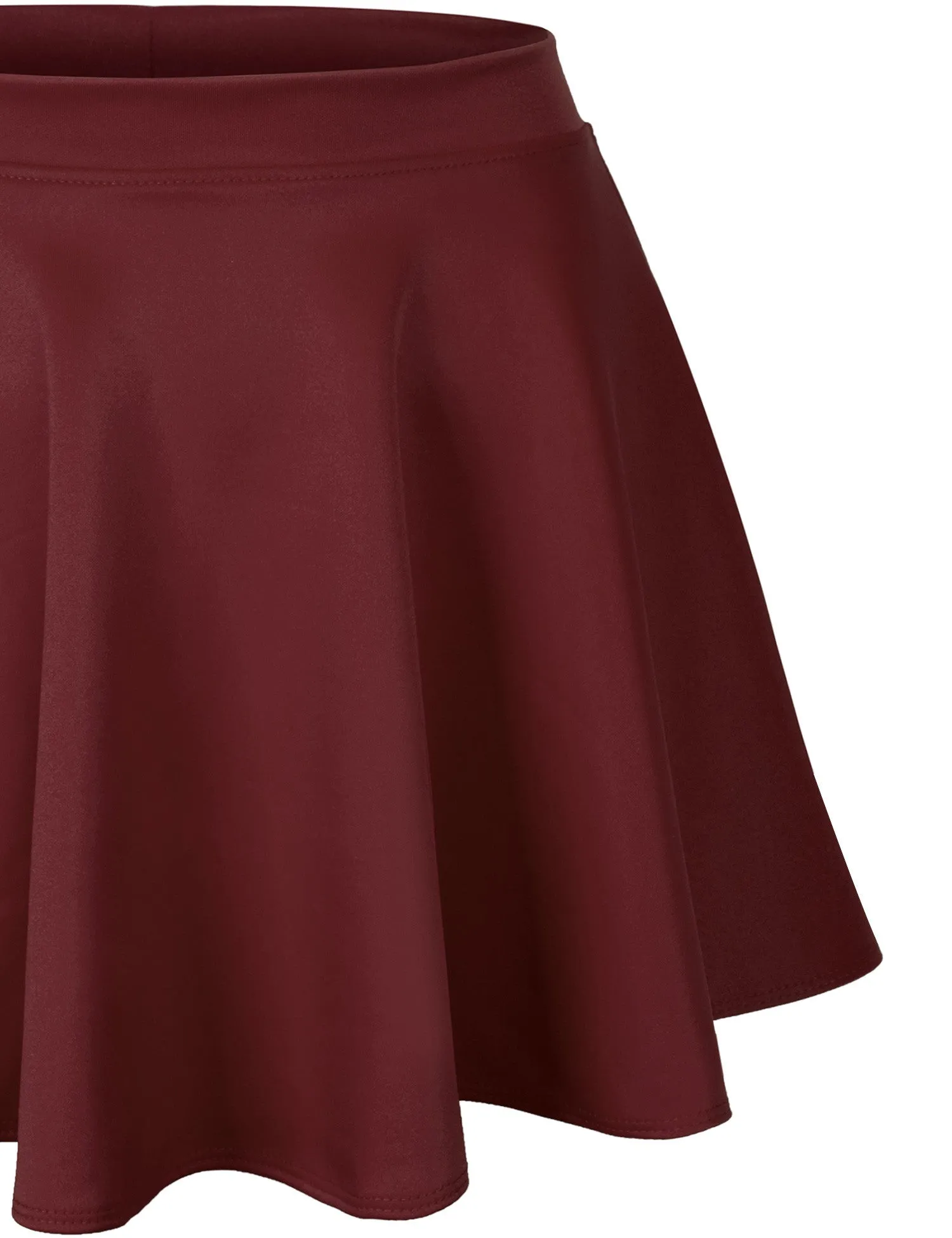 Basic Solid Versatile Stretchy Flared Casual Mini Skater Skirt
