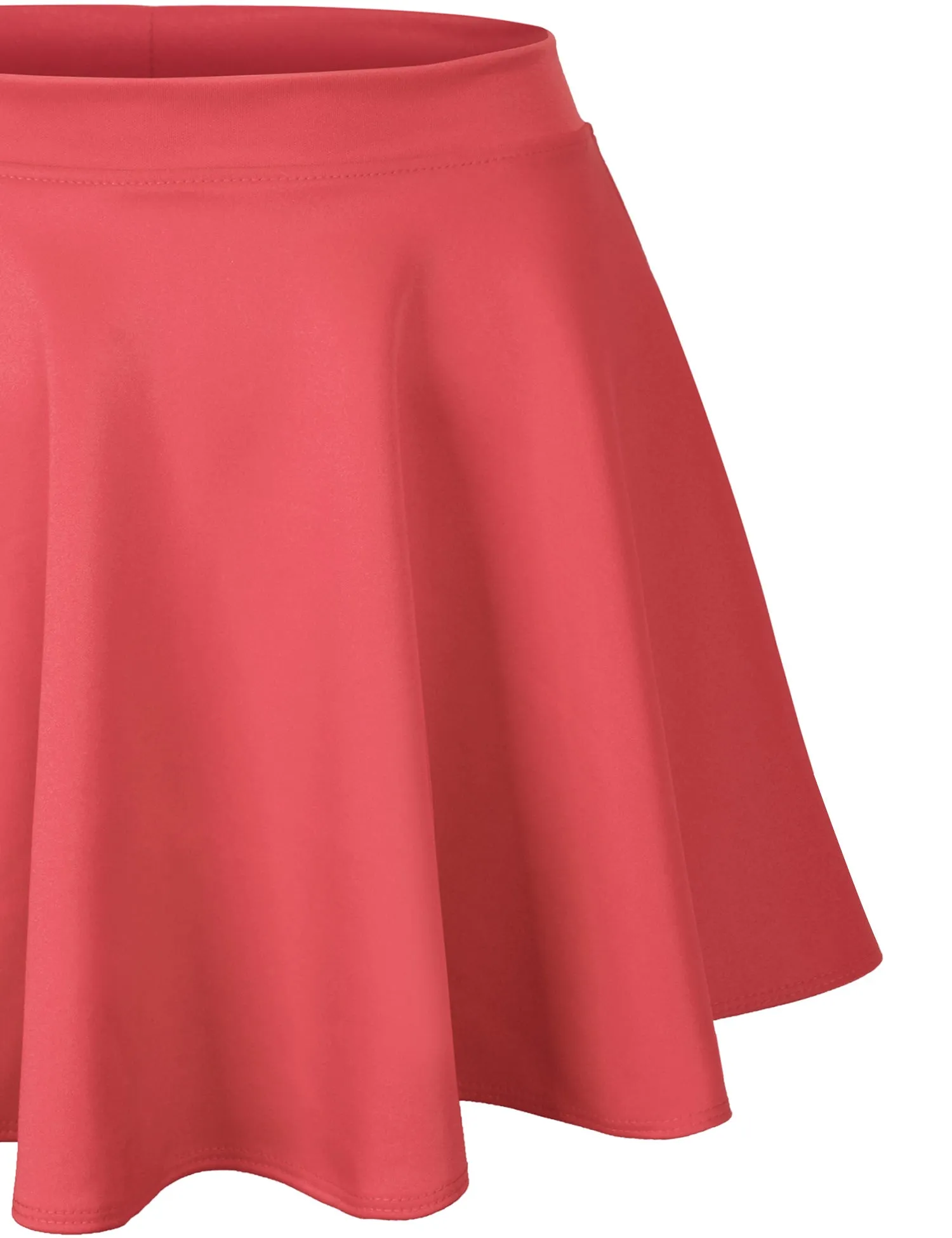 Basic Solid Versatile Stretchy Flared Casual Mini Skater Skirt