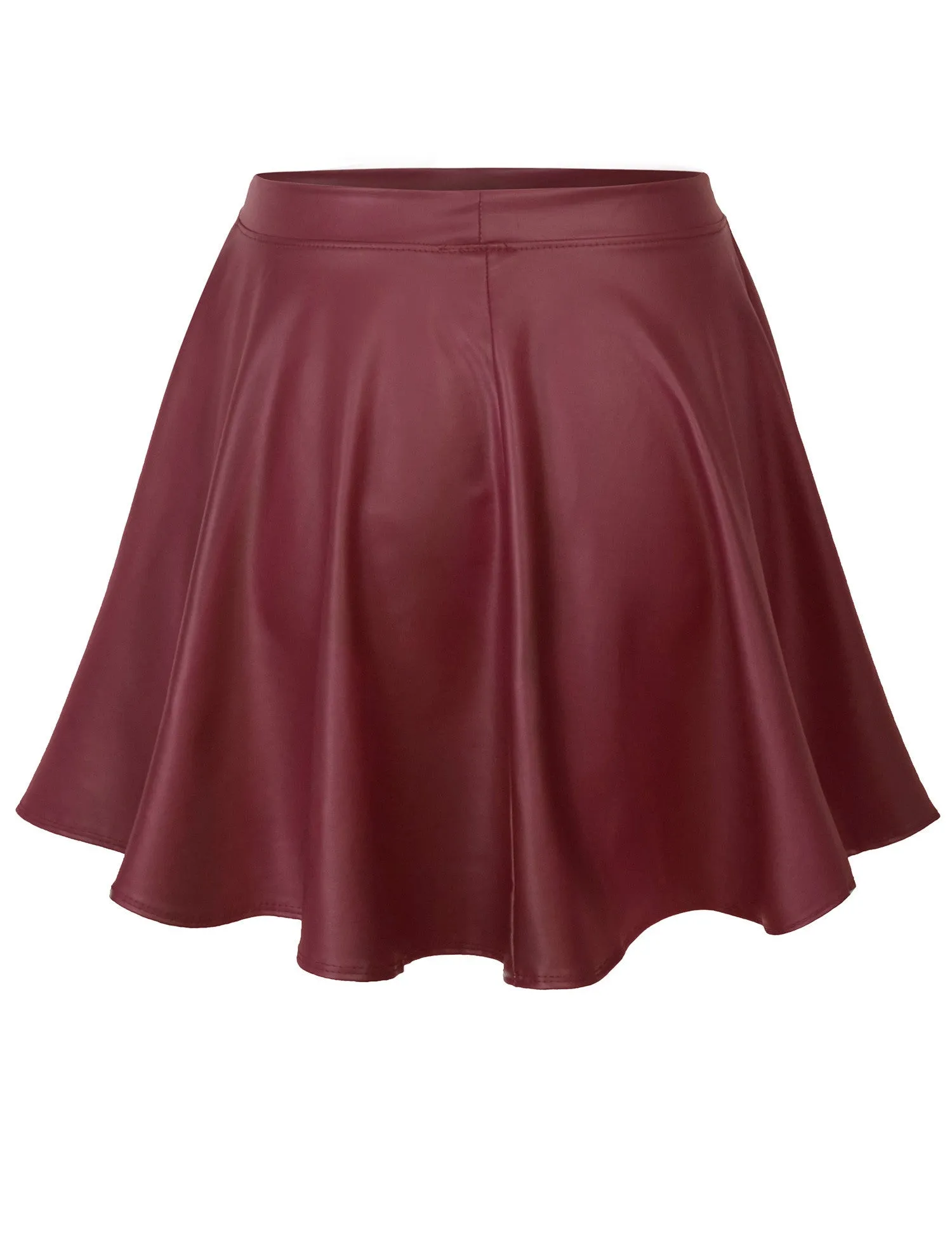 Basic Solid Versatile Stretchy Flared Casual Mini Skater Skirt