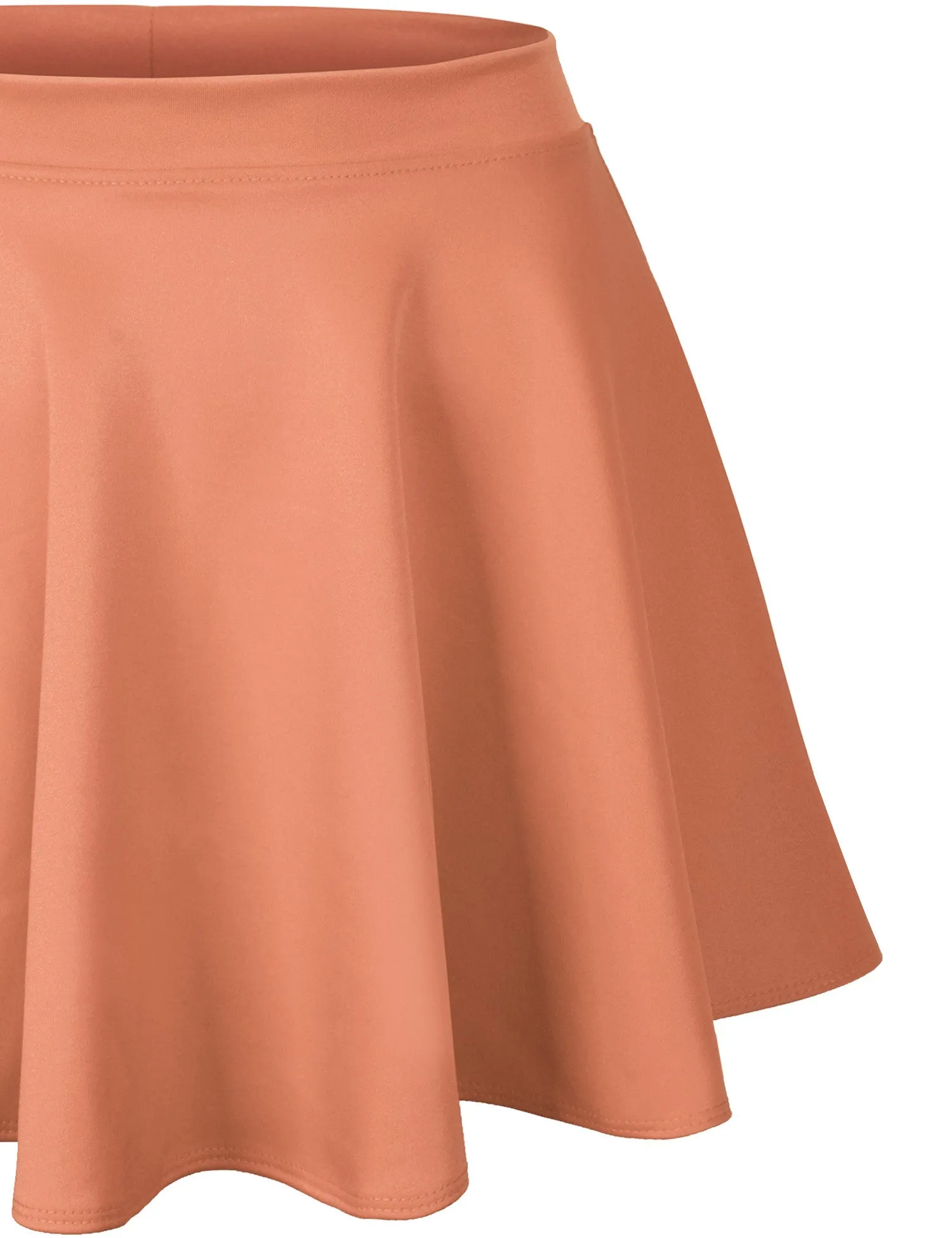 Basic Solid Versatile Stretchy Flared Casual Mini Skater Skirt
