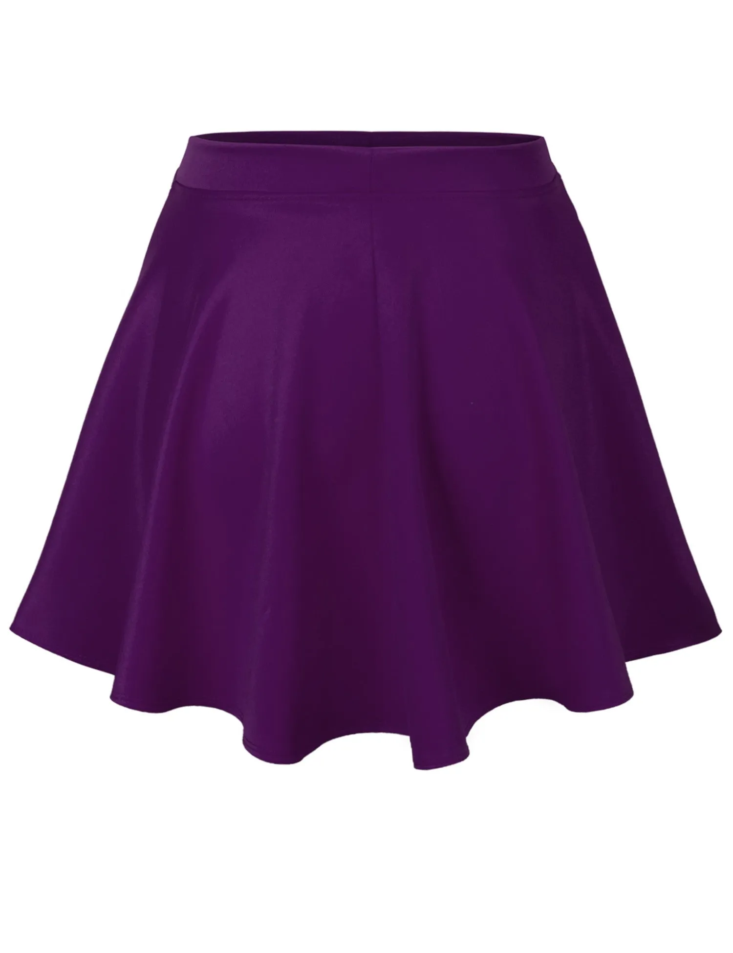 Basic Solid Versatile Stretchy Flared Casual Mini Skater Skirt