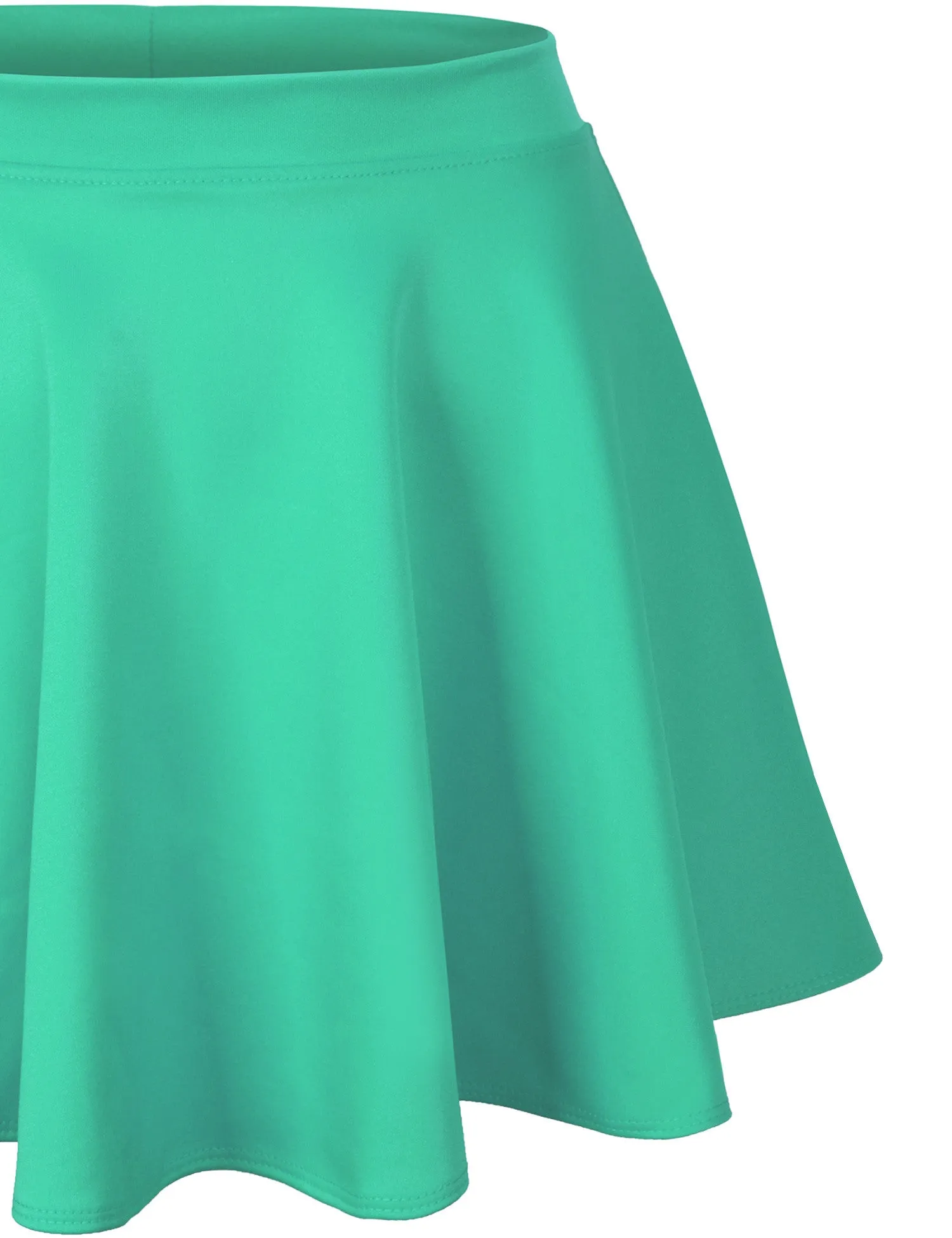 Basic Solid Versatile Stretchy Flared Casual Mini Skater Skirt