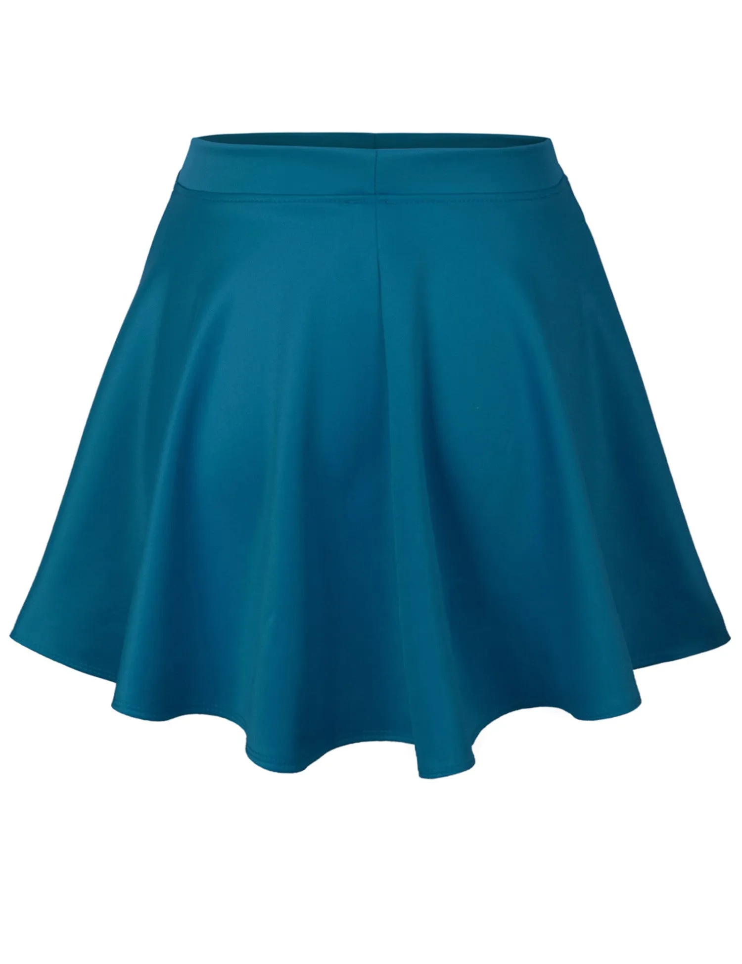 Basic Solid Versatile Stretchy Flared Casual Mini Skater Skirt