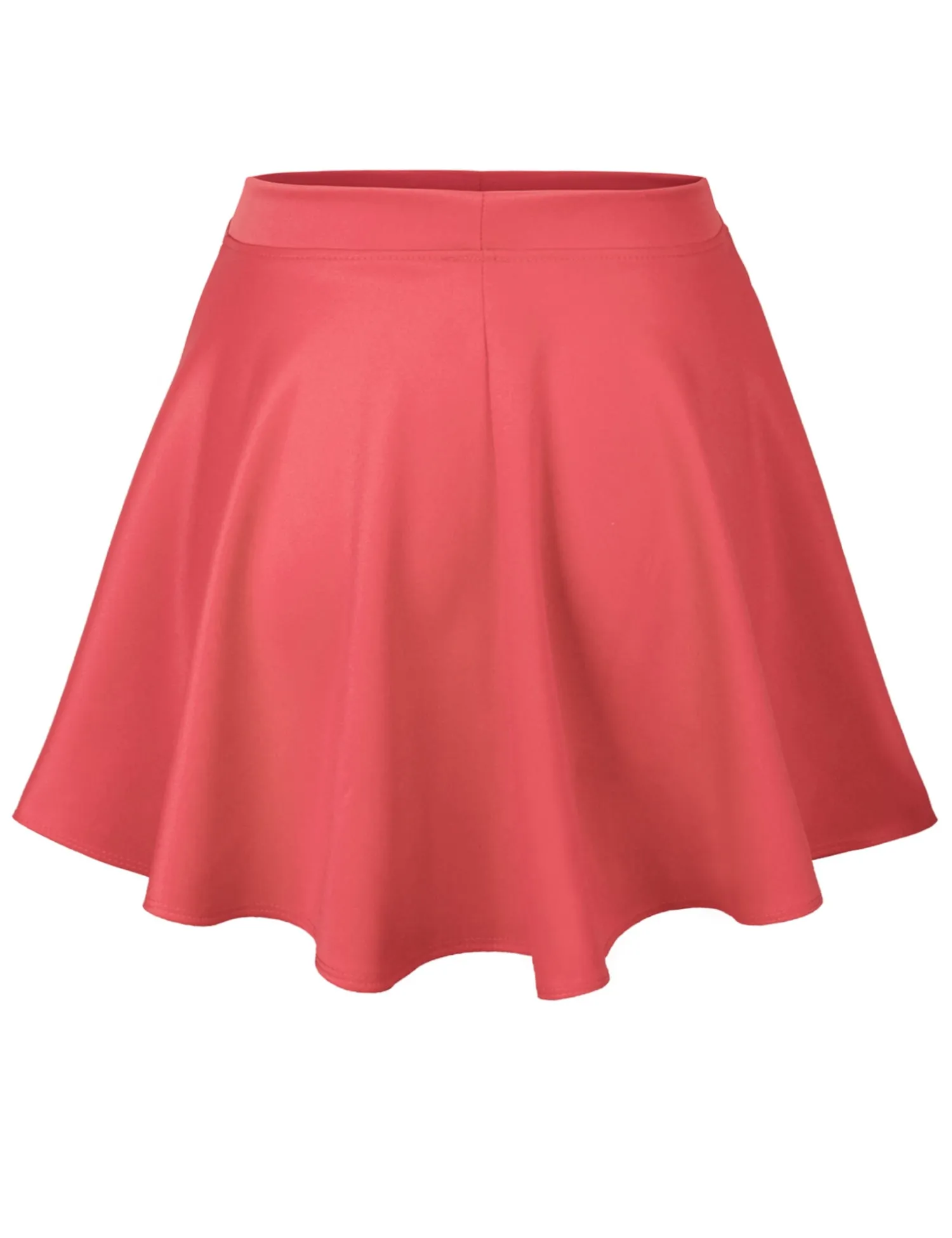 Basic Solid Versatile Stretchy Flared Casual Mini Skater Skirt