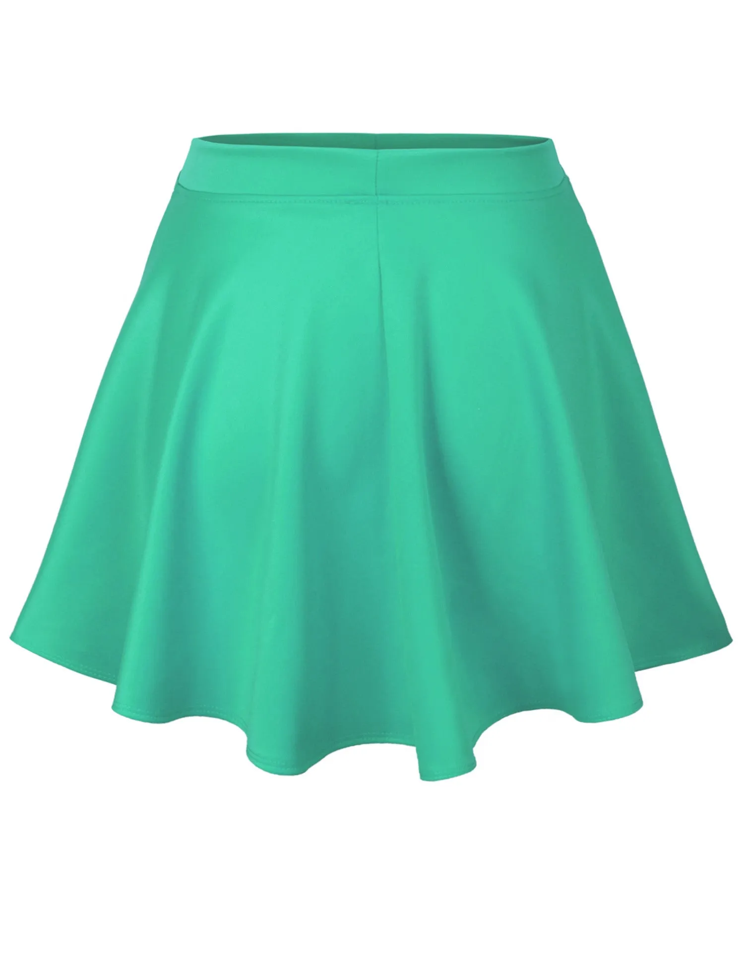 Basic Solid Versatile Stretchy Flared Casual Mini Skater Skirt