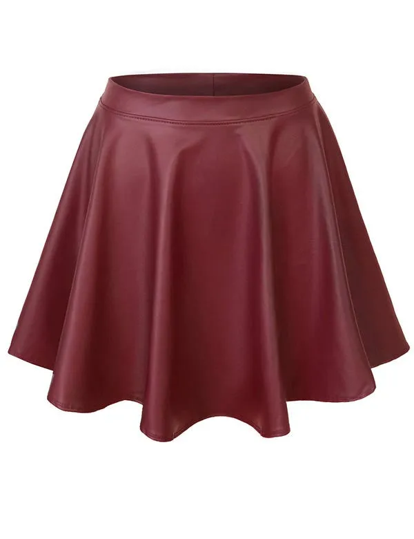 Basic Solid Versatile Stretchy Flared Casual Mini Skater Skirt