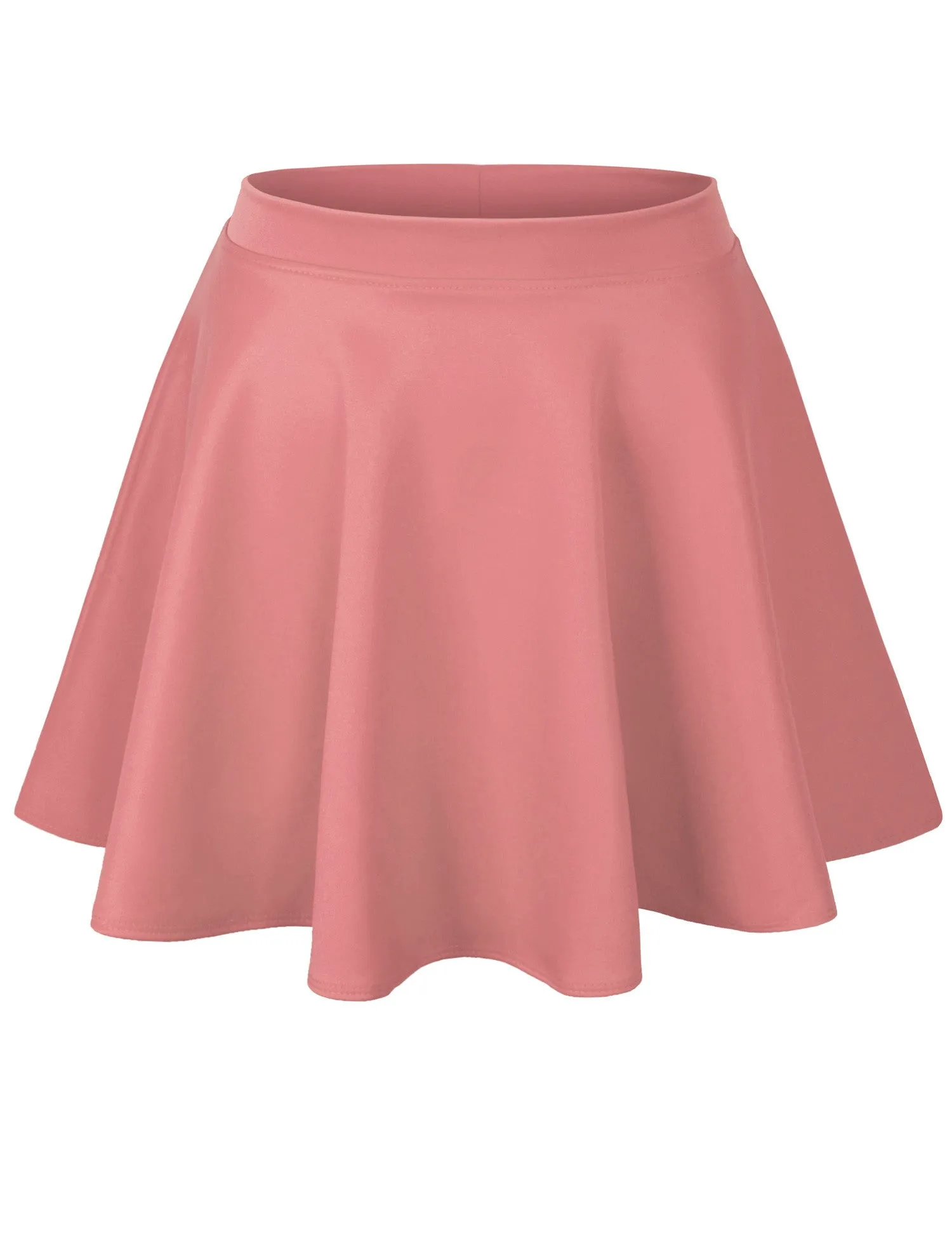 Basic Solid Versatile Stretchy Flared Casual Mini Skater Skirt
