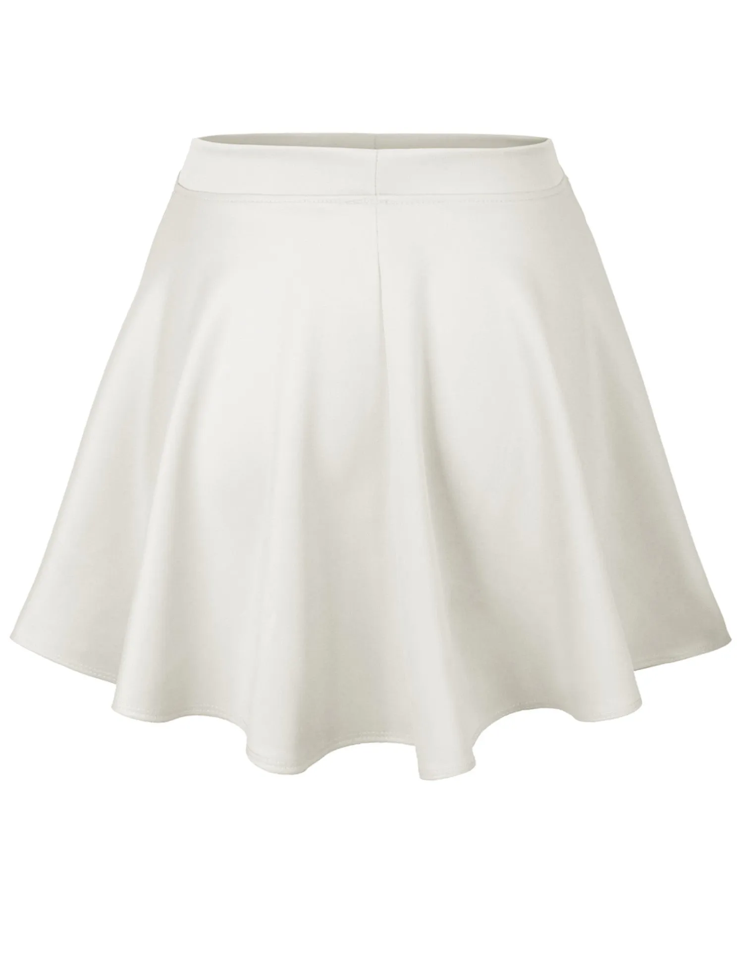 Basic Solid Versatile Stretchy Flared Casual Mini Skater Skirt