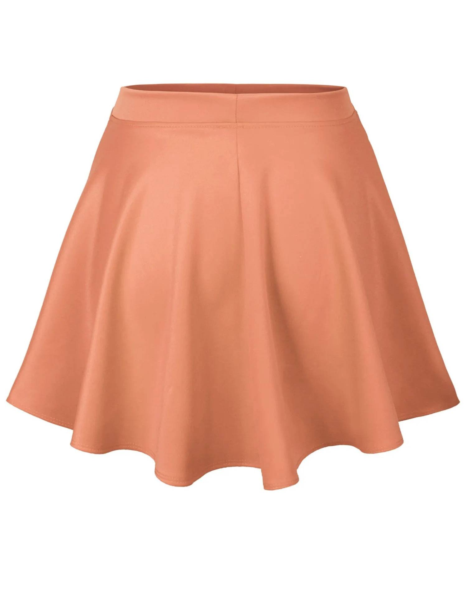 Basic Solid Versatile Stretchy Flared Casual Mini Skater Skirt