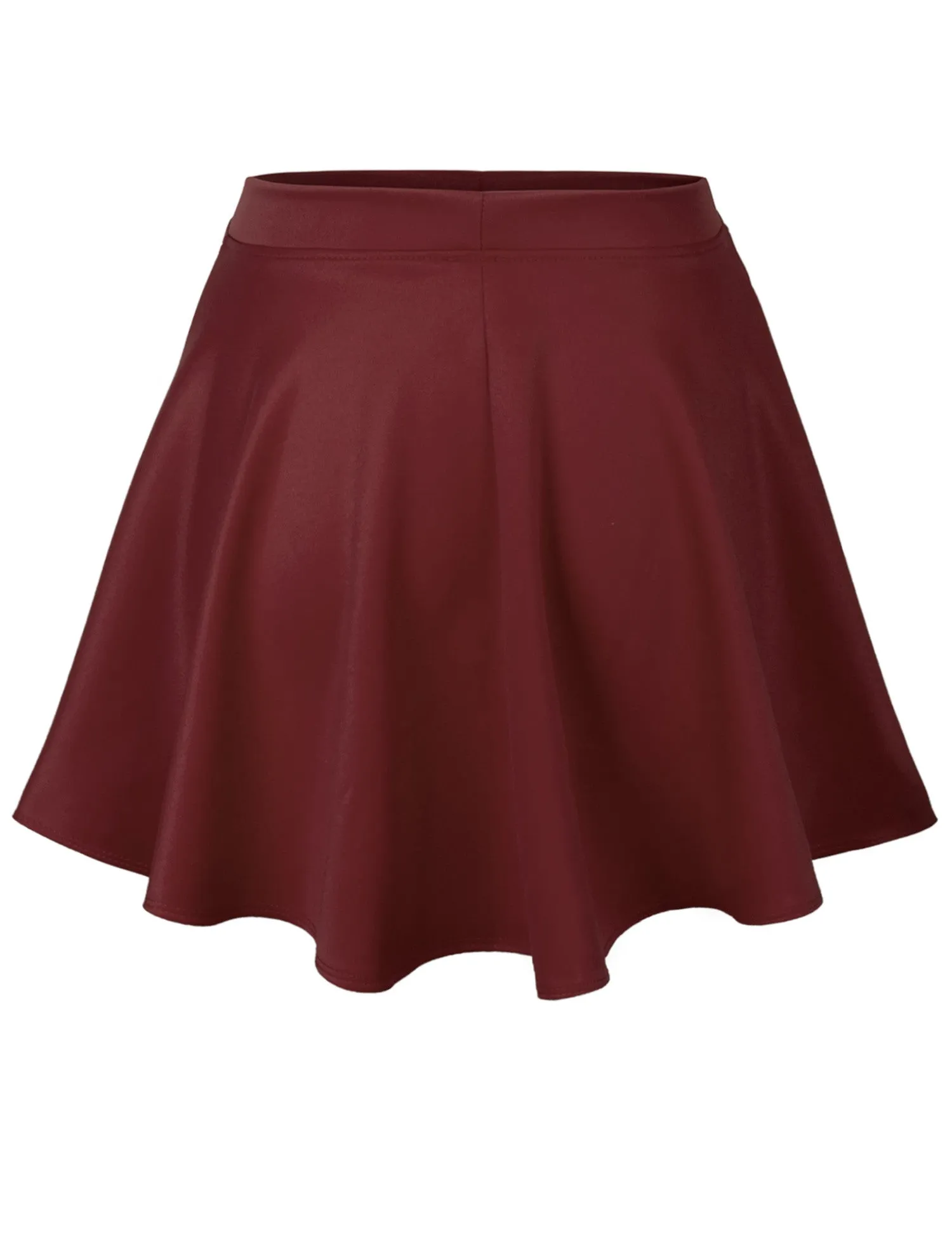 Basic Solid Versatile Stretchy Flared Casual Mini Skater Skirt
